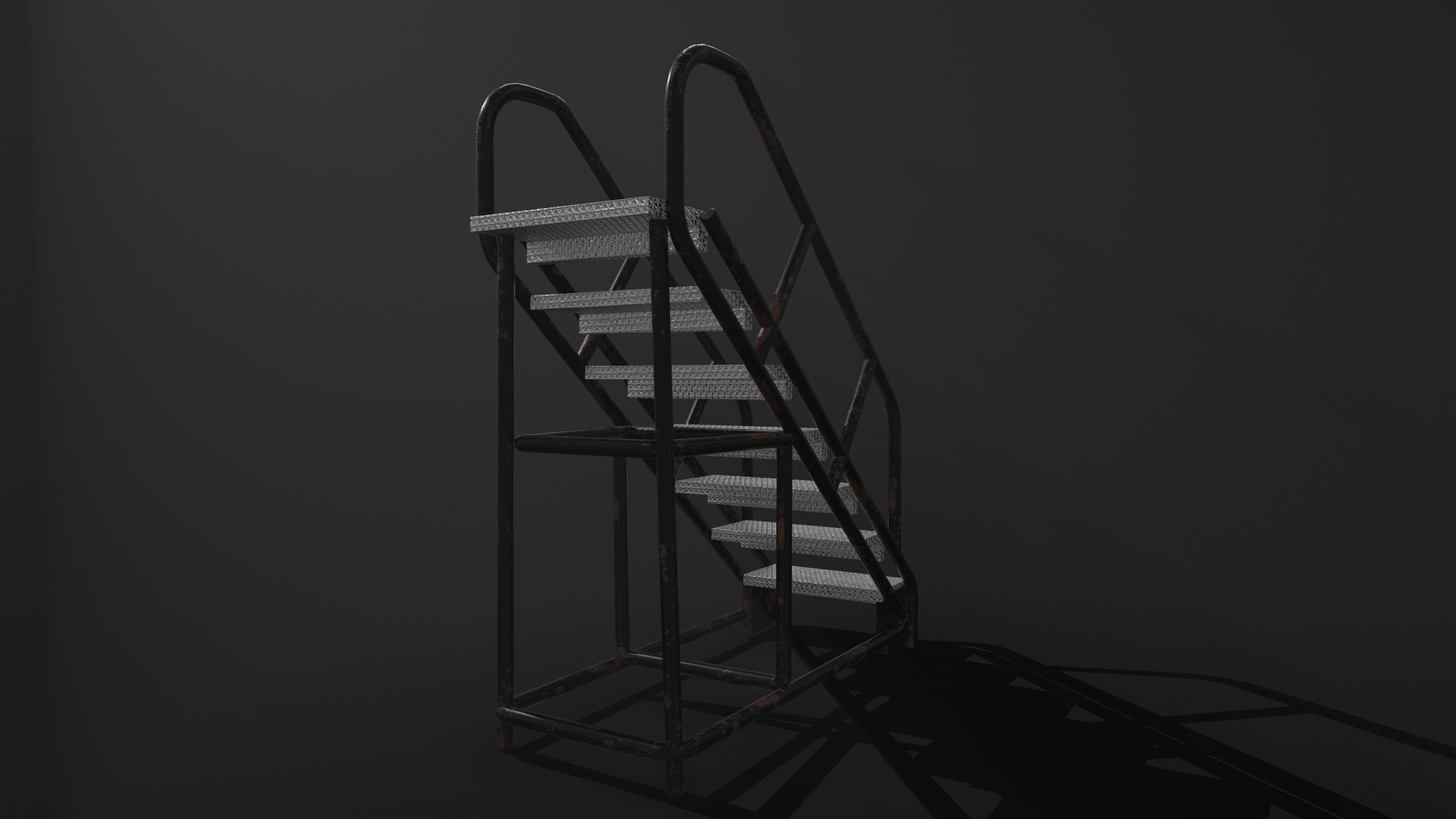 Stairs black Low-poly 3D model_2