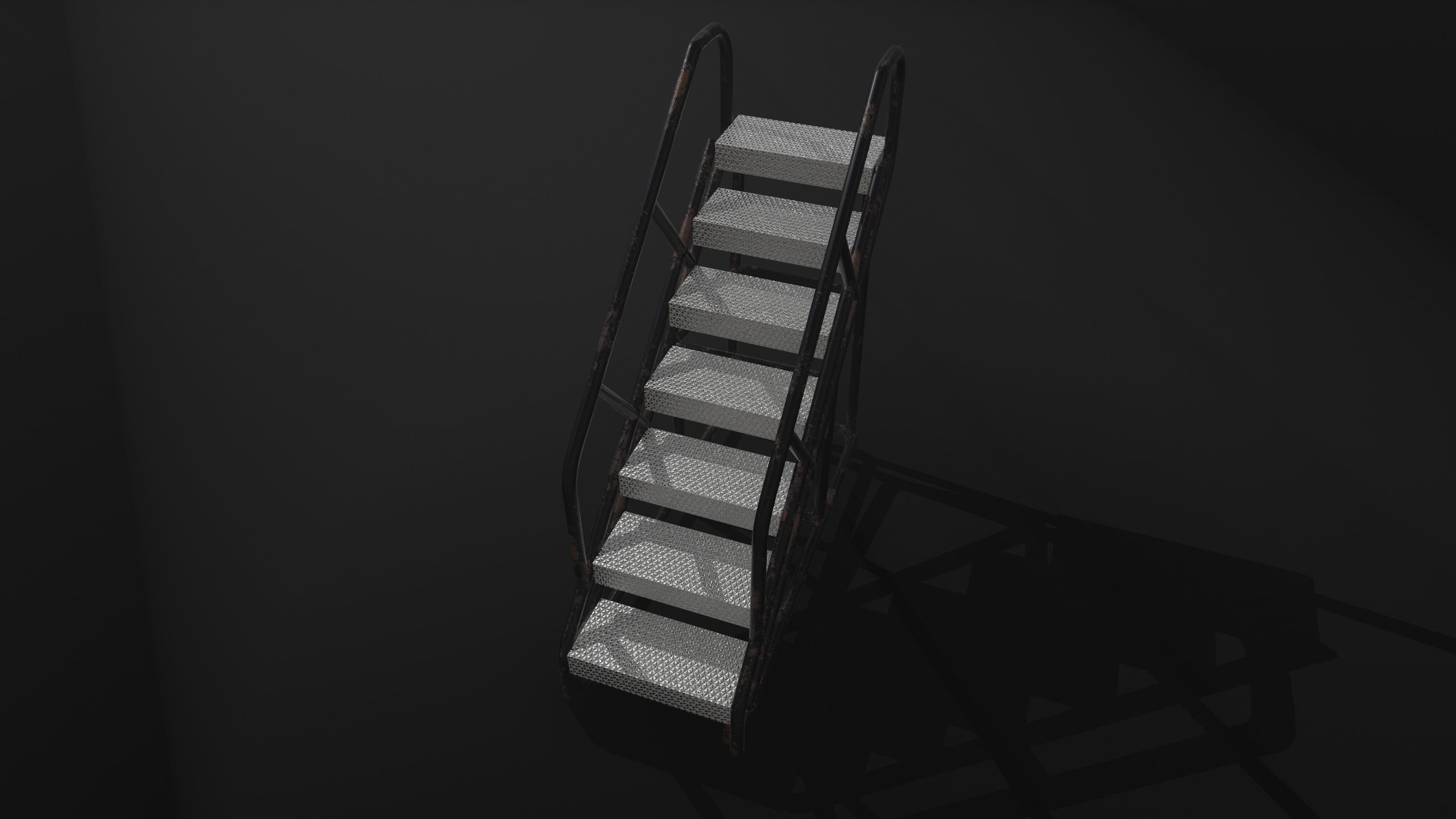 Stairs black Low-poly 3D model_4