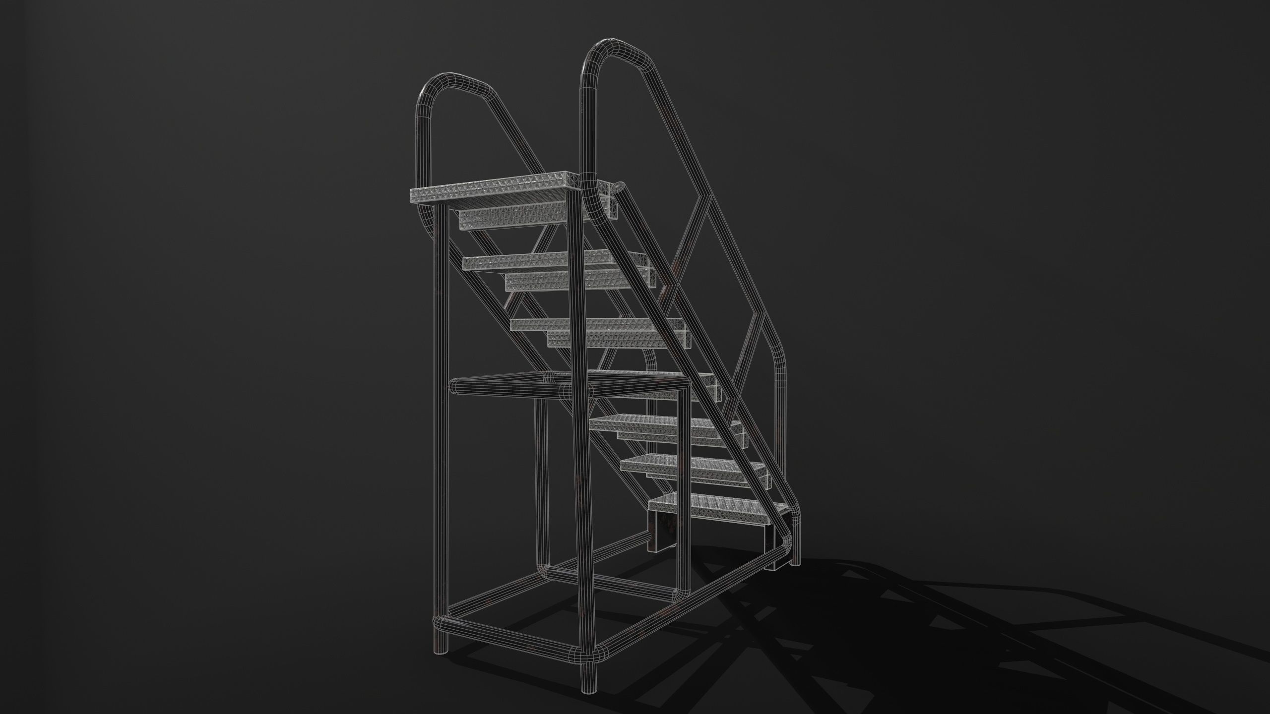 Stairs black Low-poly 3D model_3