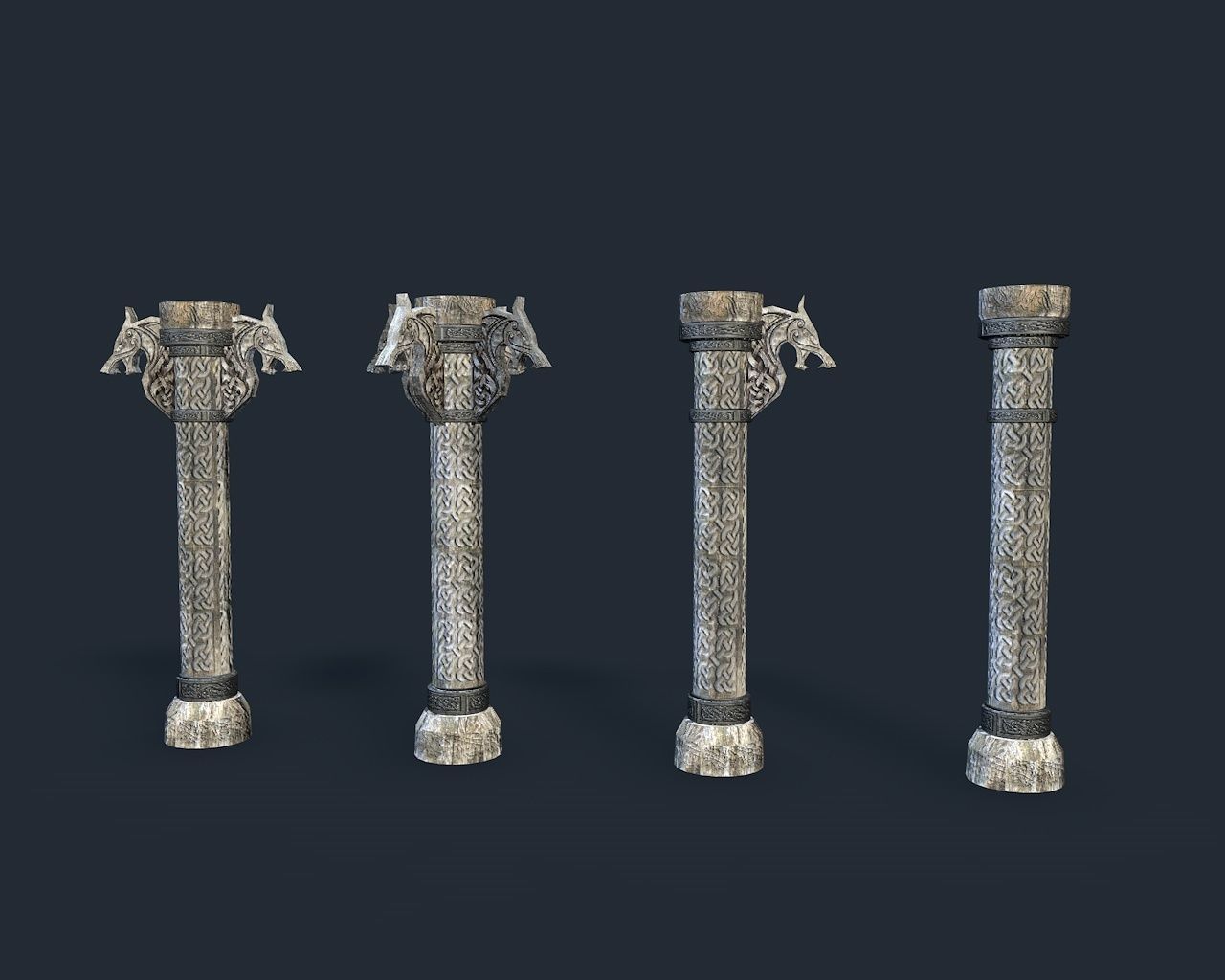 Norse column low poly Low-poly 3D model_4