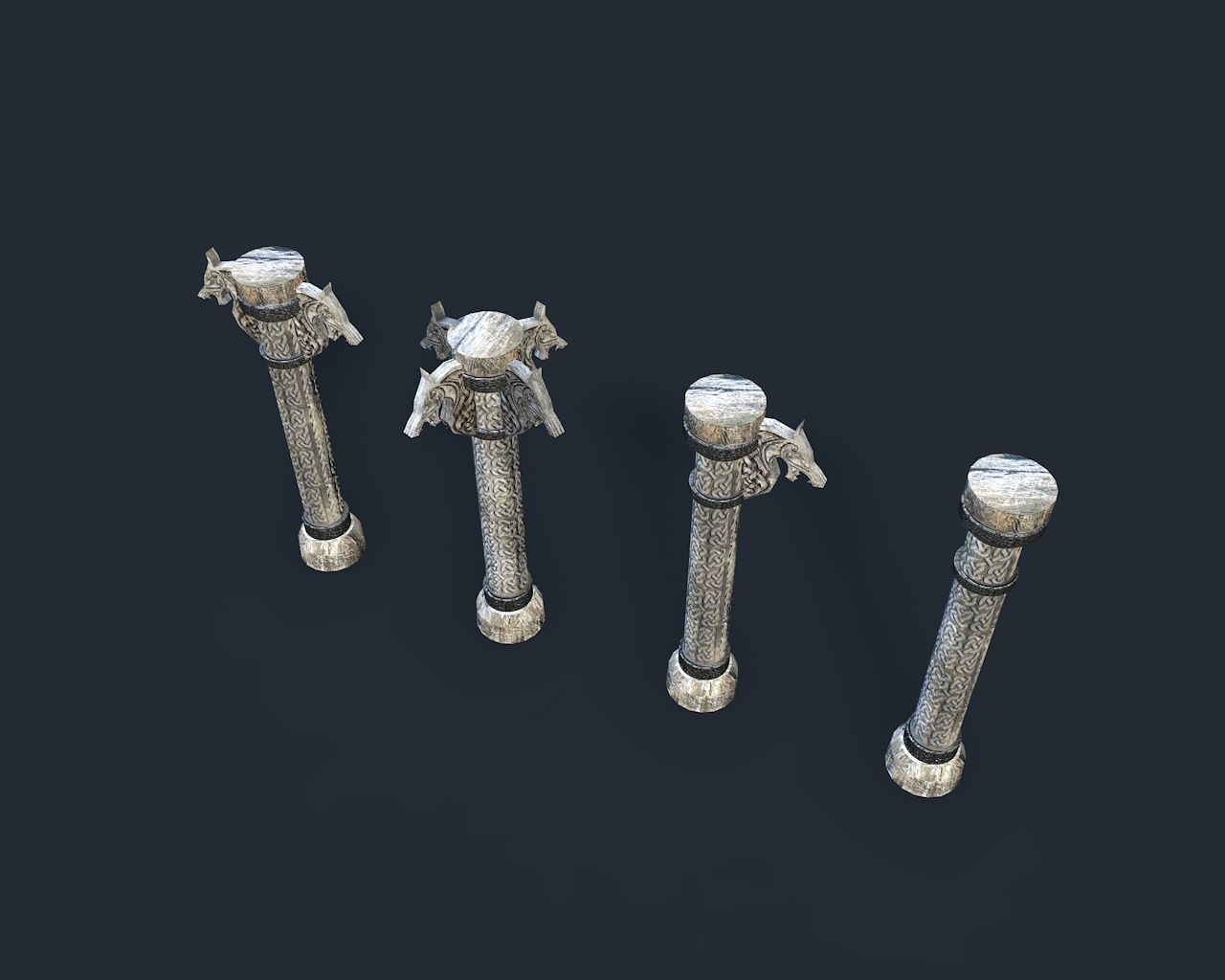 Norse column low poly Low-poly 3D model_5