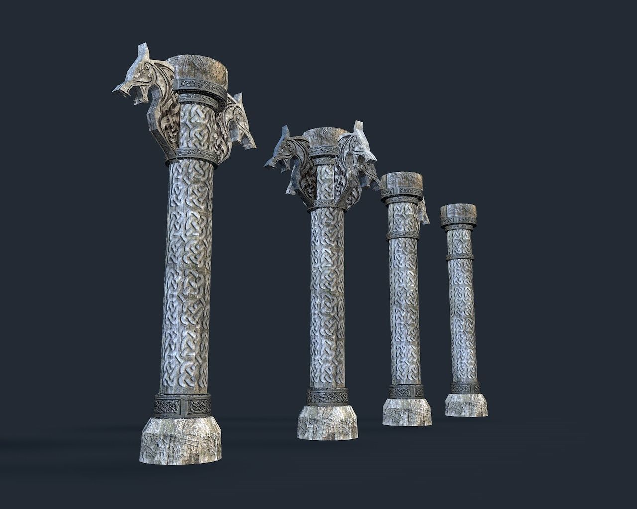Norse column low poly Low-poly 3D model_6