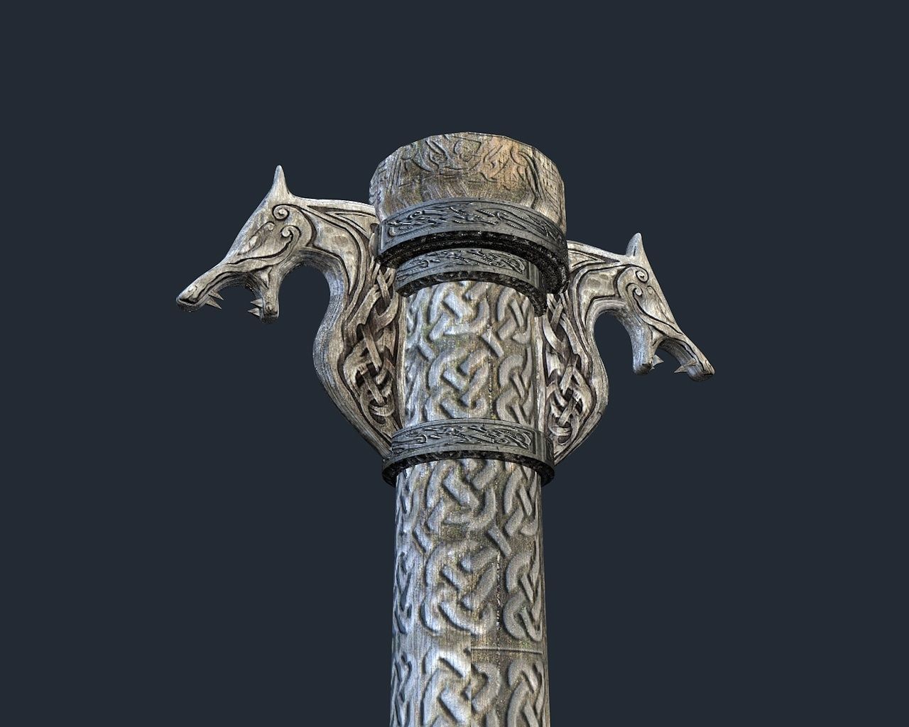 Norse column low poly Low-poly 3D model_7