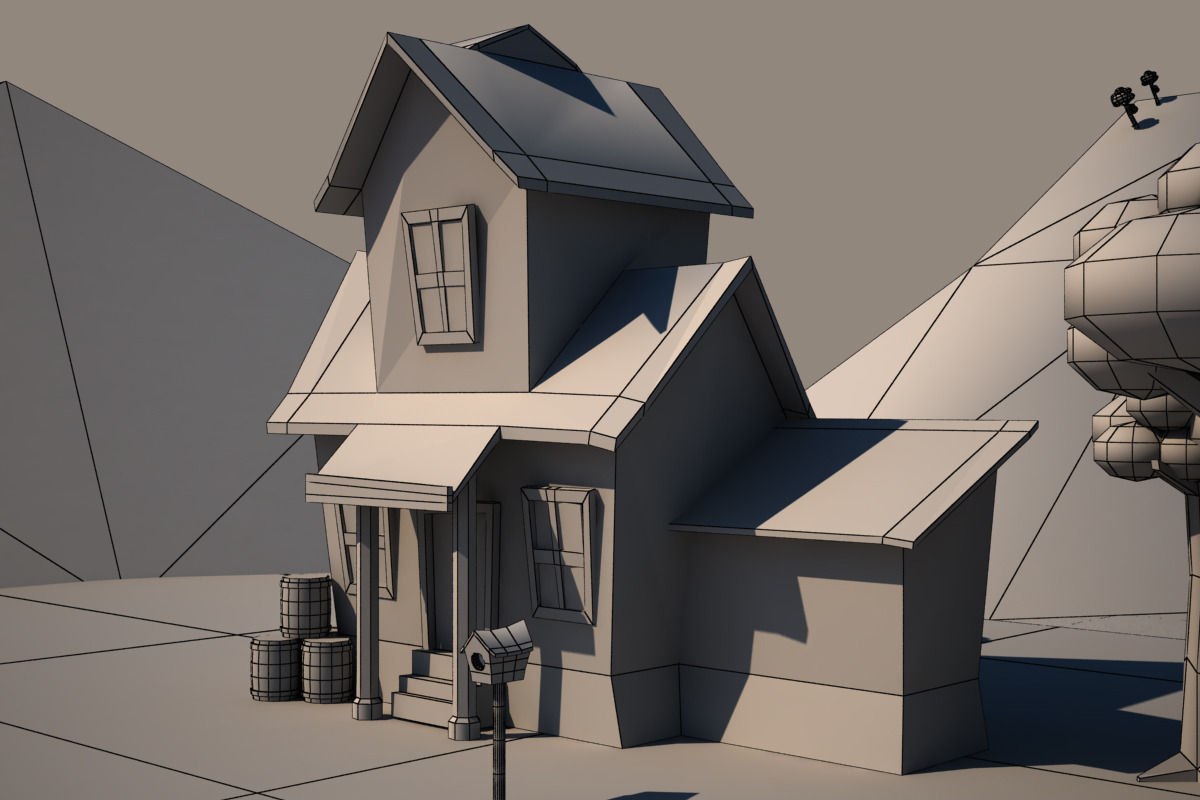 Cartoon House Low-poly Low-poly 3D model_1