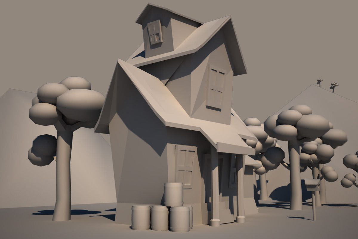 Cartoon House Low-poly Low-poly 3D model_3