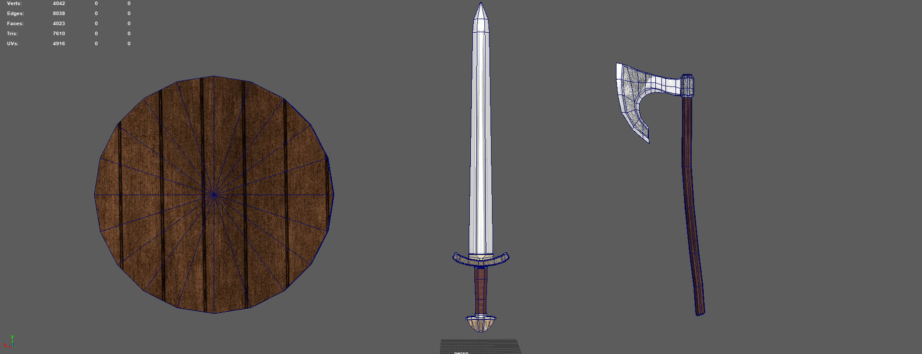 WEAPONS wooden shield Low-poly 3D model_11
