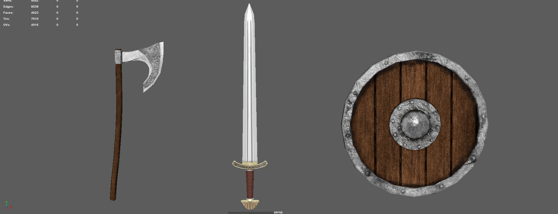 WEAPONS wooden shield Low-poly 3D model_5