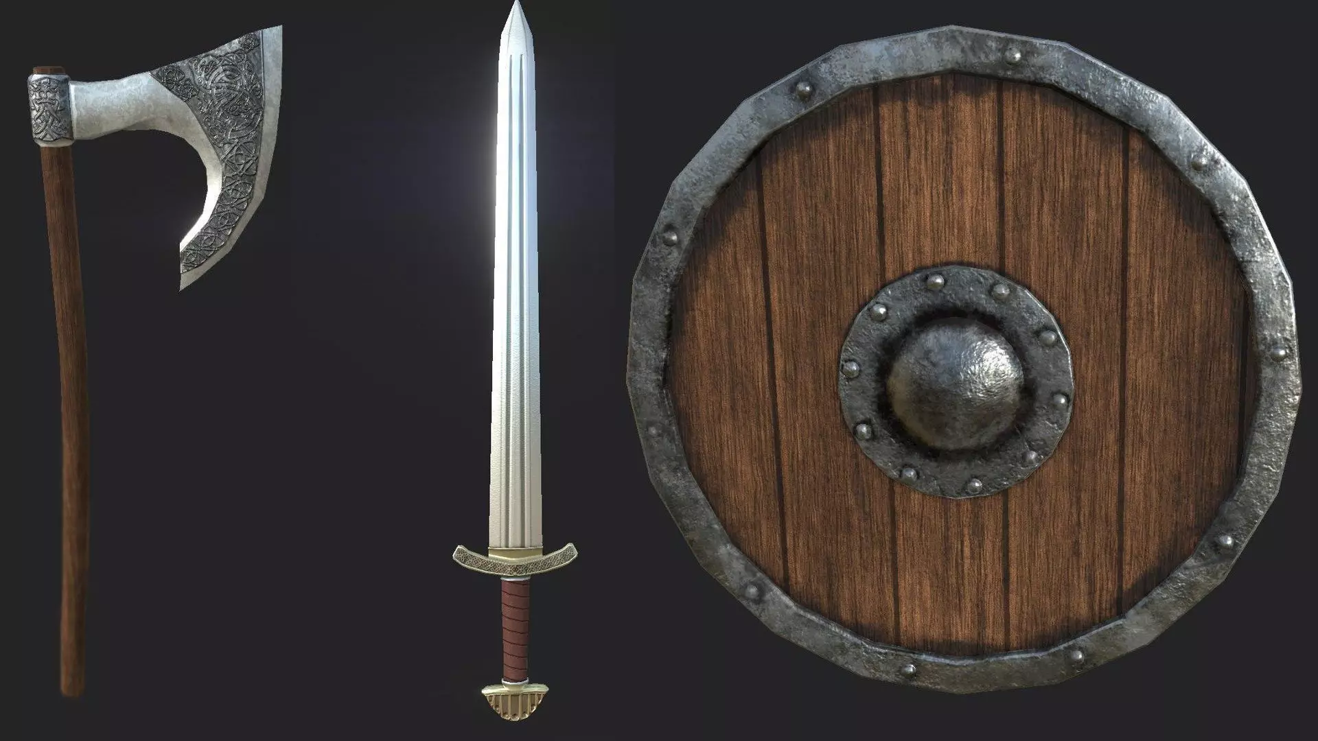 WEAPONS wooden shield Low-poly 3D model_0