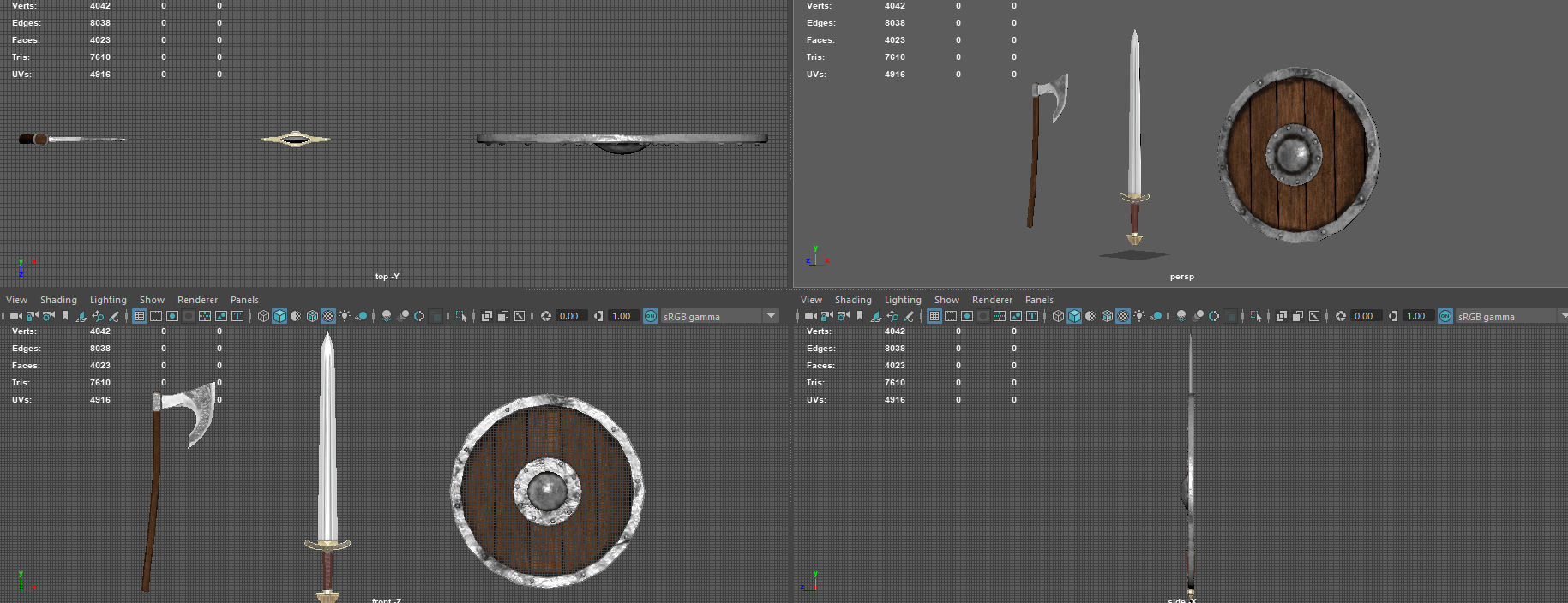 WEAPONS wooden shield Low-poly 3D model_8
