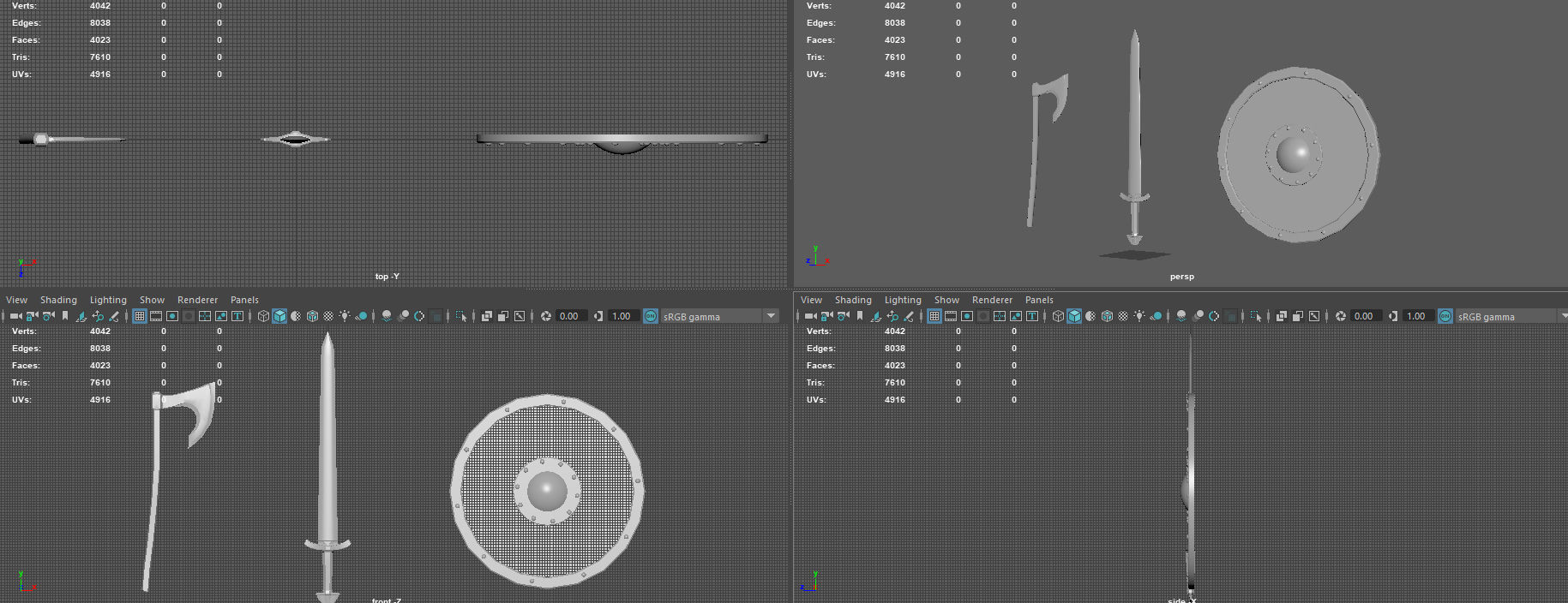 WEAPONS wooden shield Low-poly 3D model_9