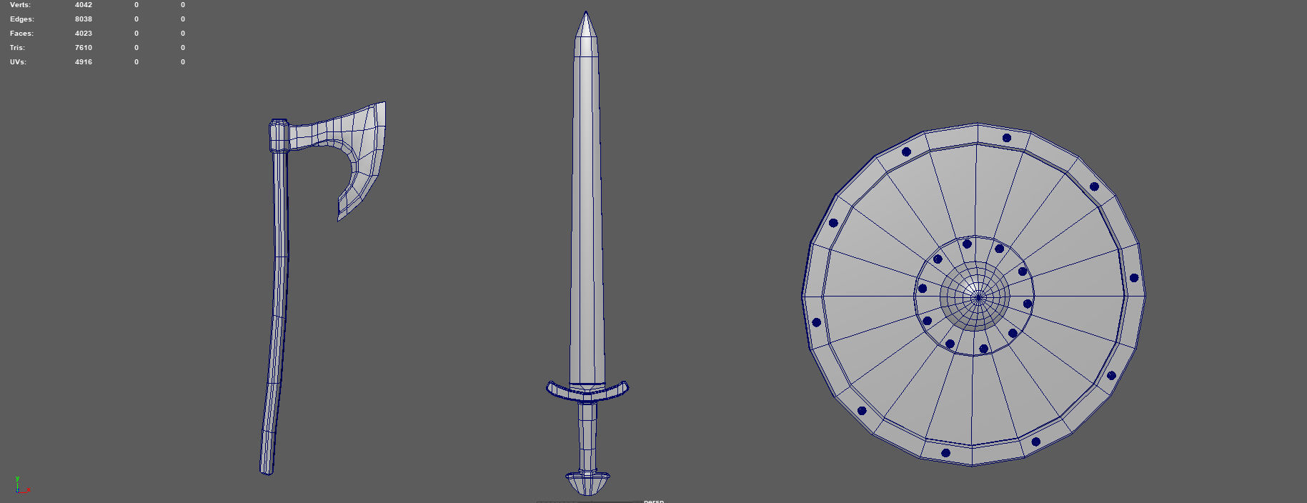 WEAPONS wooden shield Low-poly 3D model_7