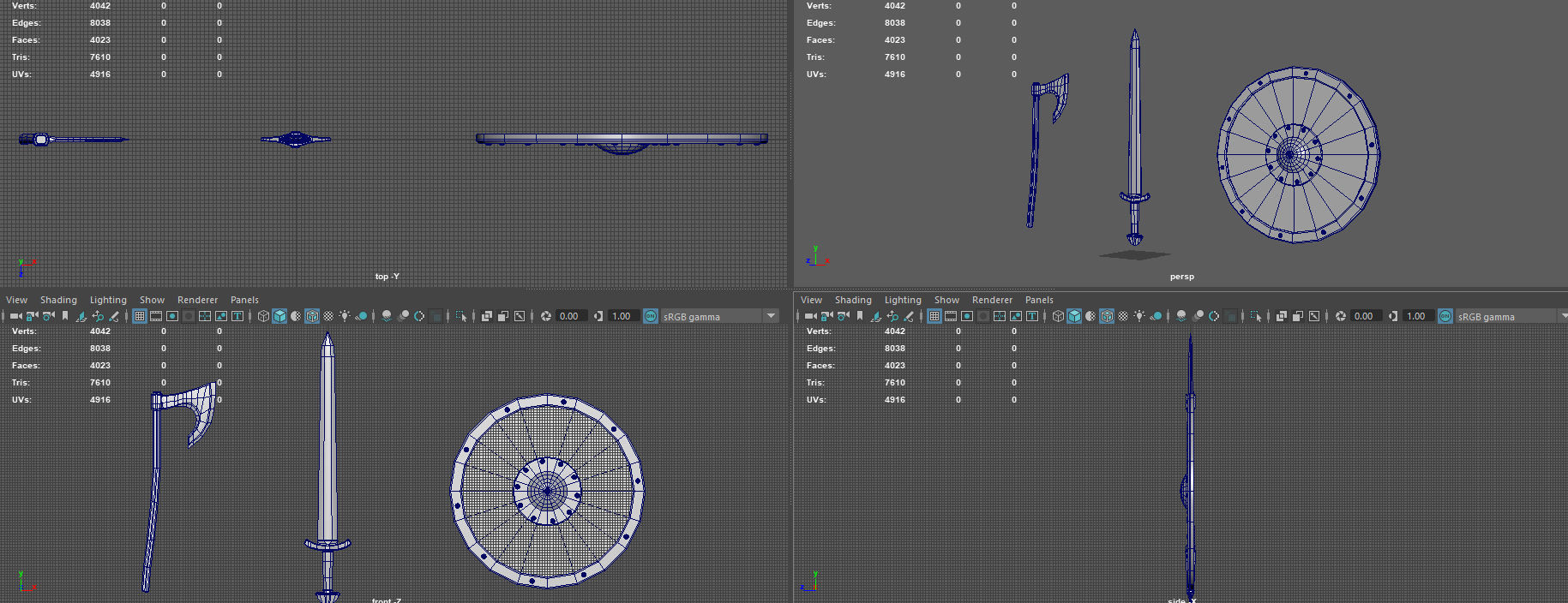 WEAPONS wooden shield Low-poly 3D model_10