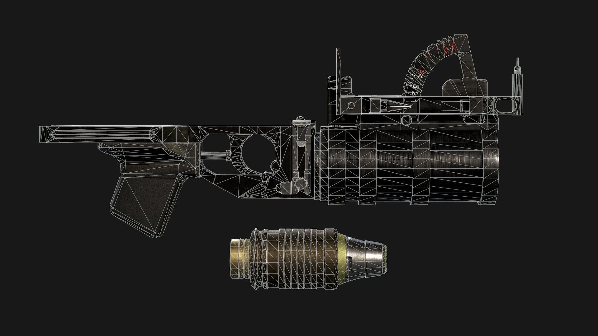 Grenade launcher GP-34 with VOG-25M Koster Low-poly 3D model_3