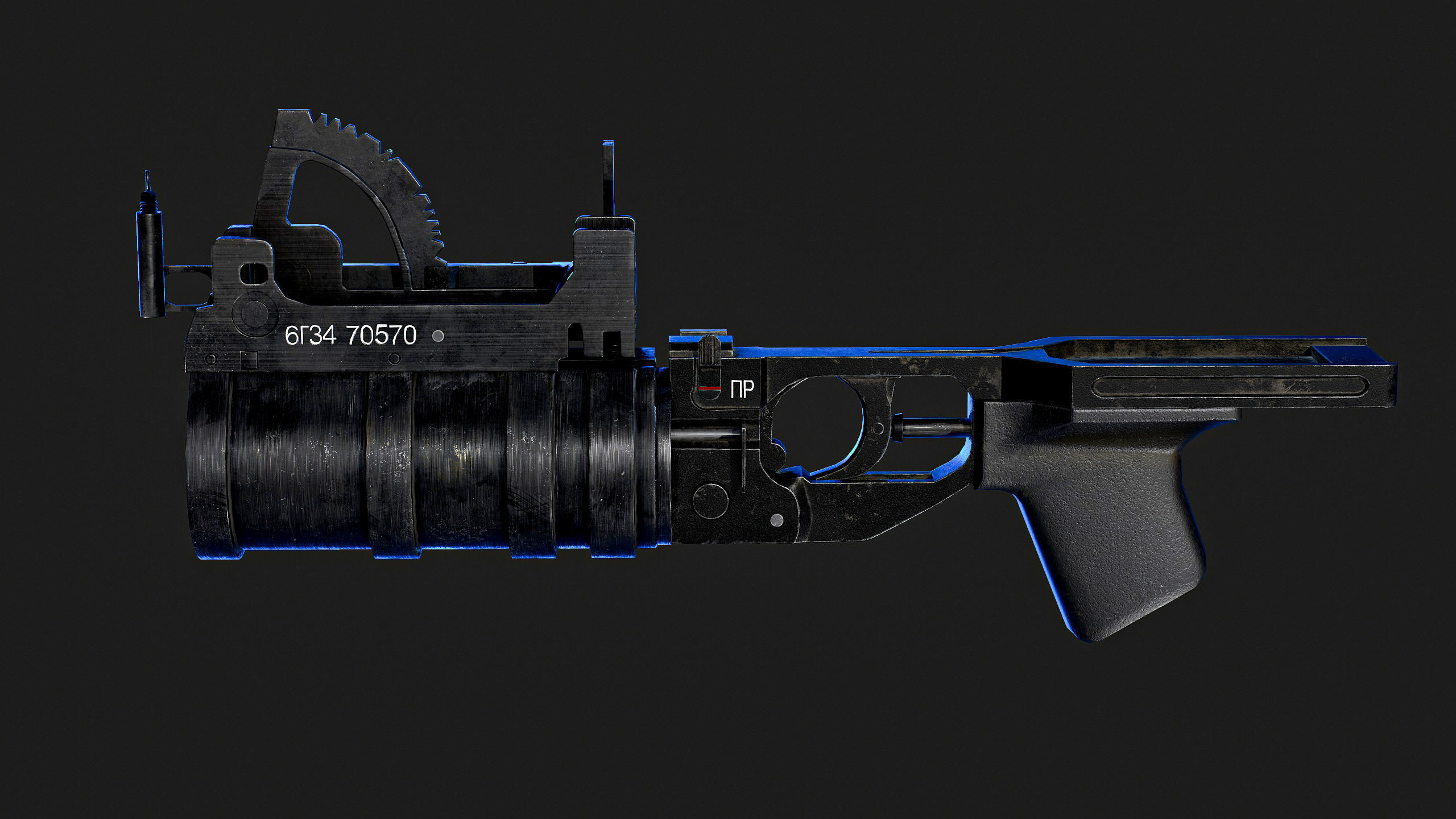 Grenade launcher GP-34 with VOG-25M Koster Low-poly 3D model_6
