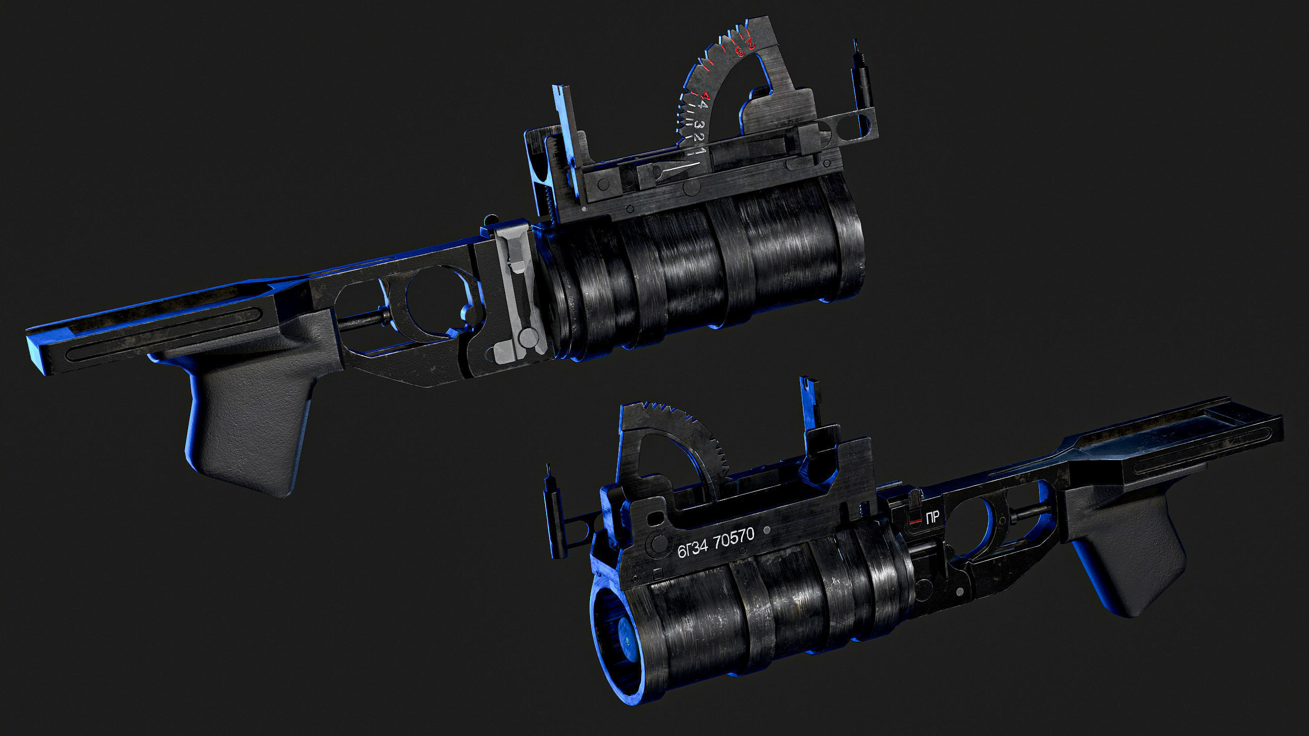 Grenade launcher GP-34 with VOG-25M Koster Low-poly 3D model_4