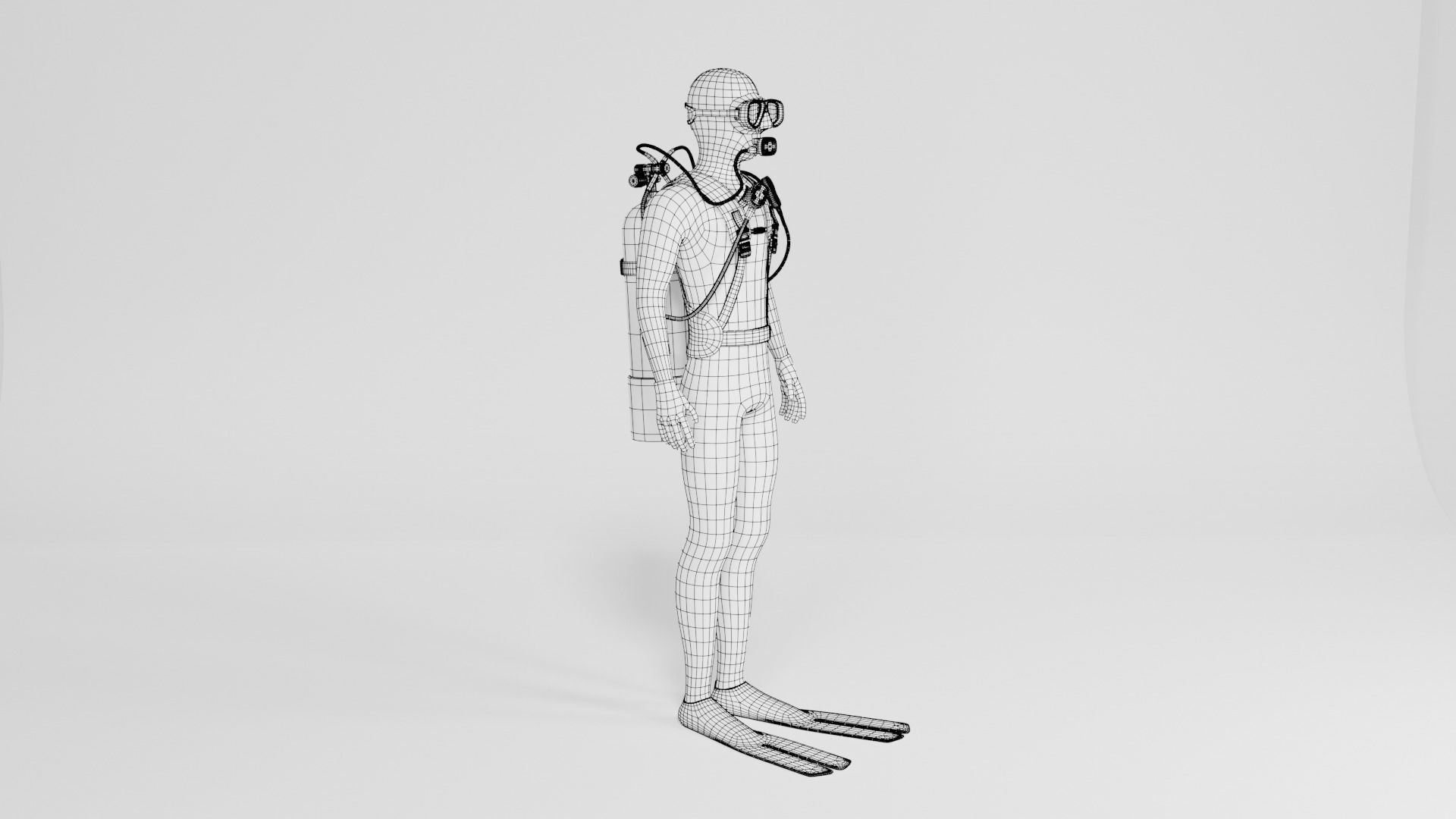Diver scuba 3D model_1