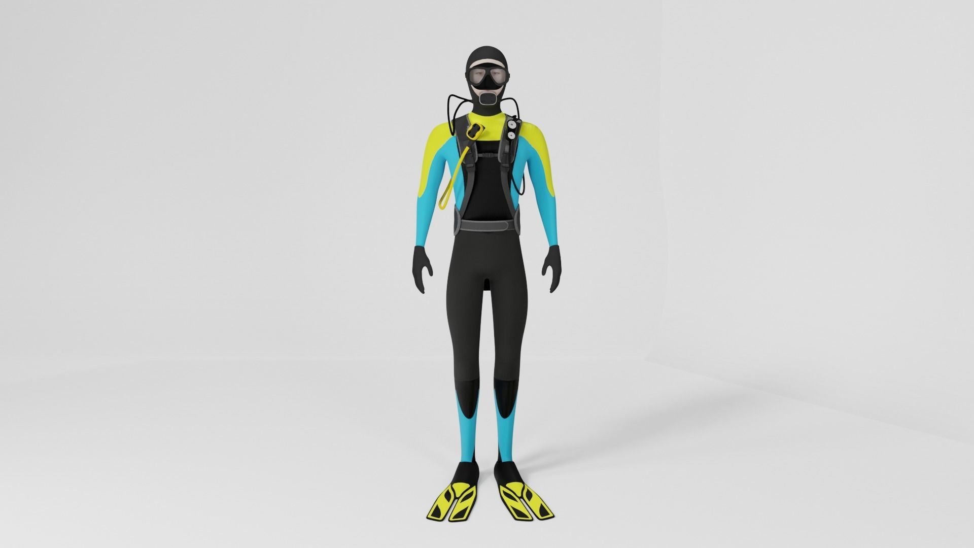 Diver scuba 3D model_2