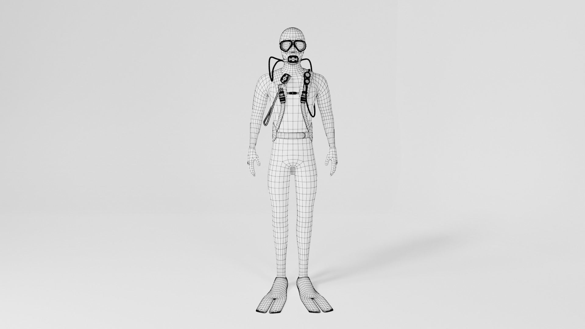 Diver scuba 3D model_3