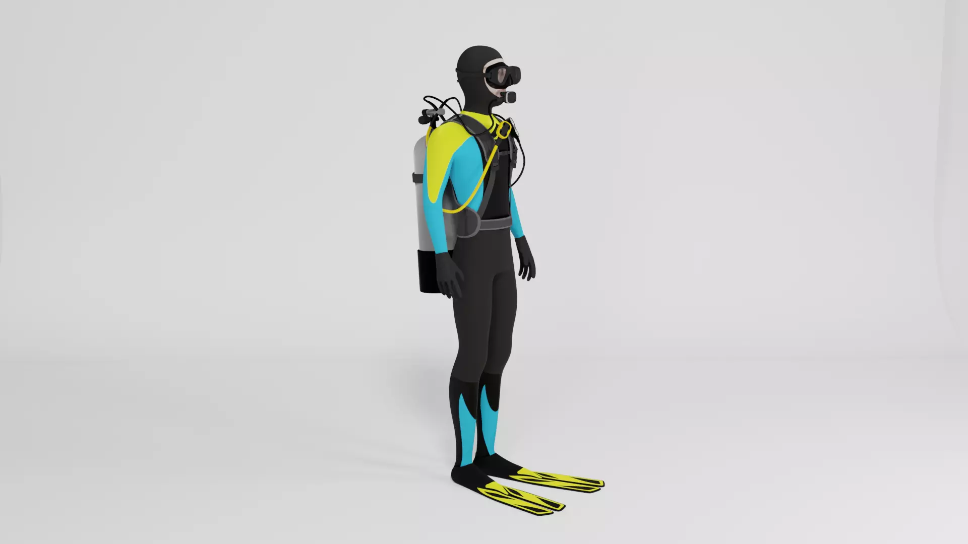 Diver scuba 3D model_0
