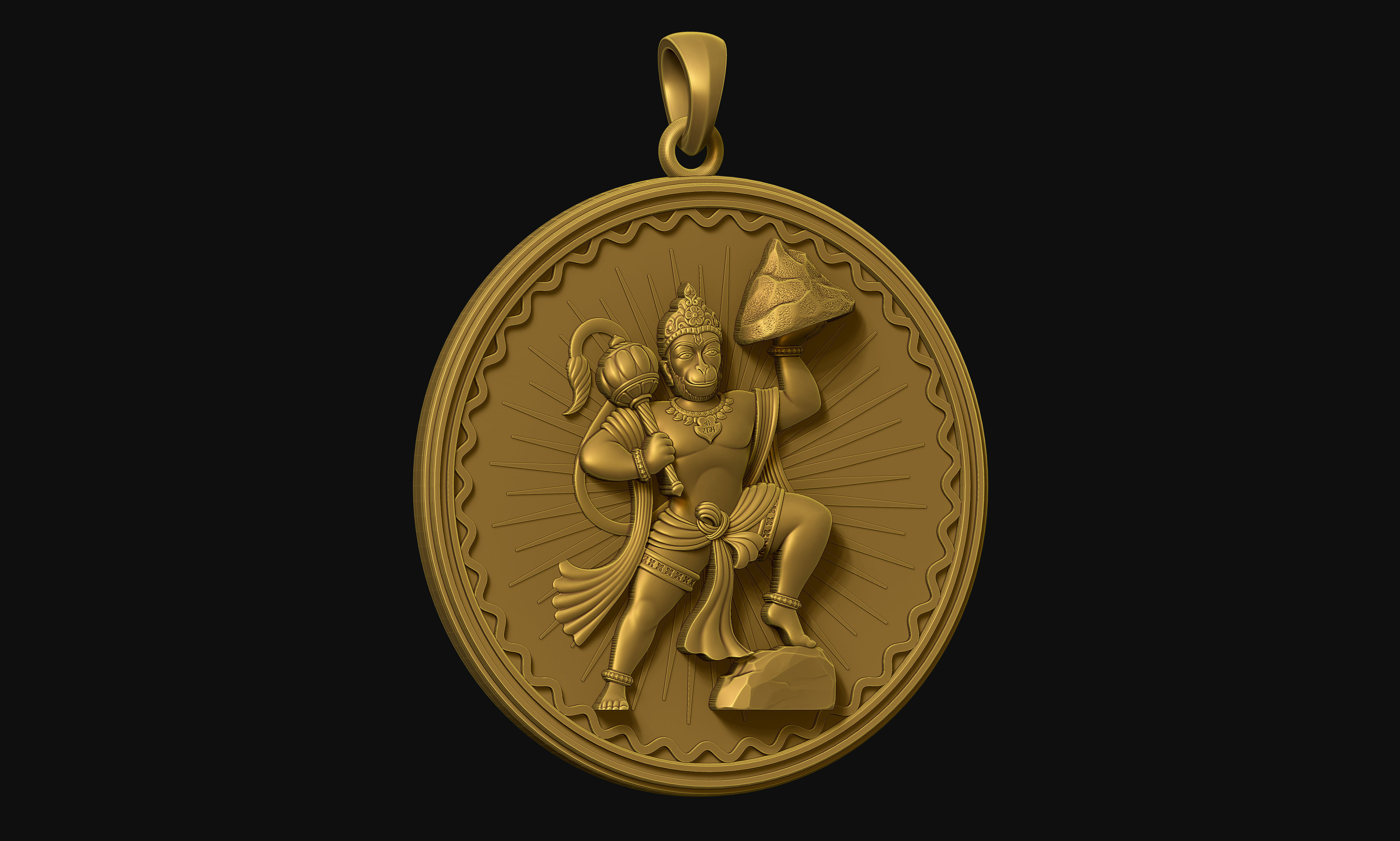 Hanuman Pendant 3D print model_9