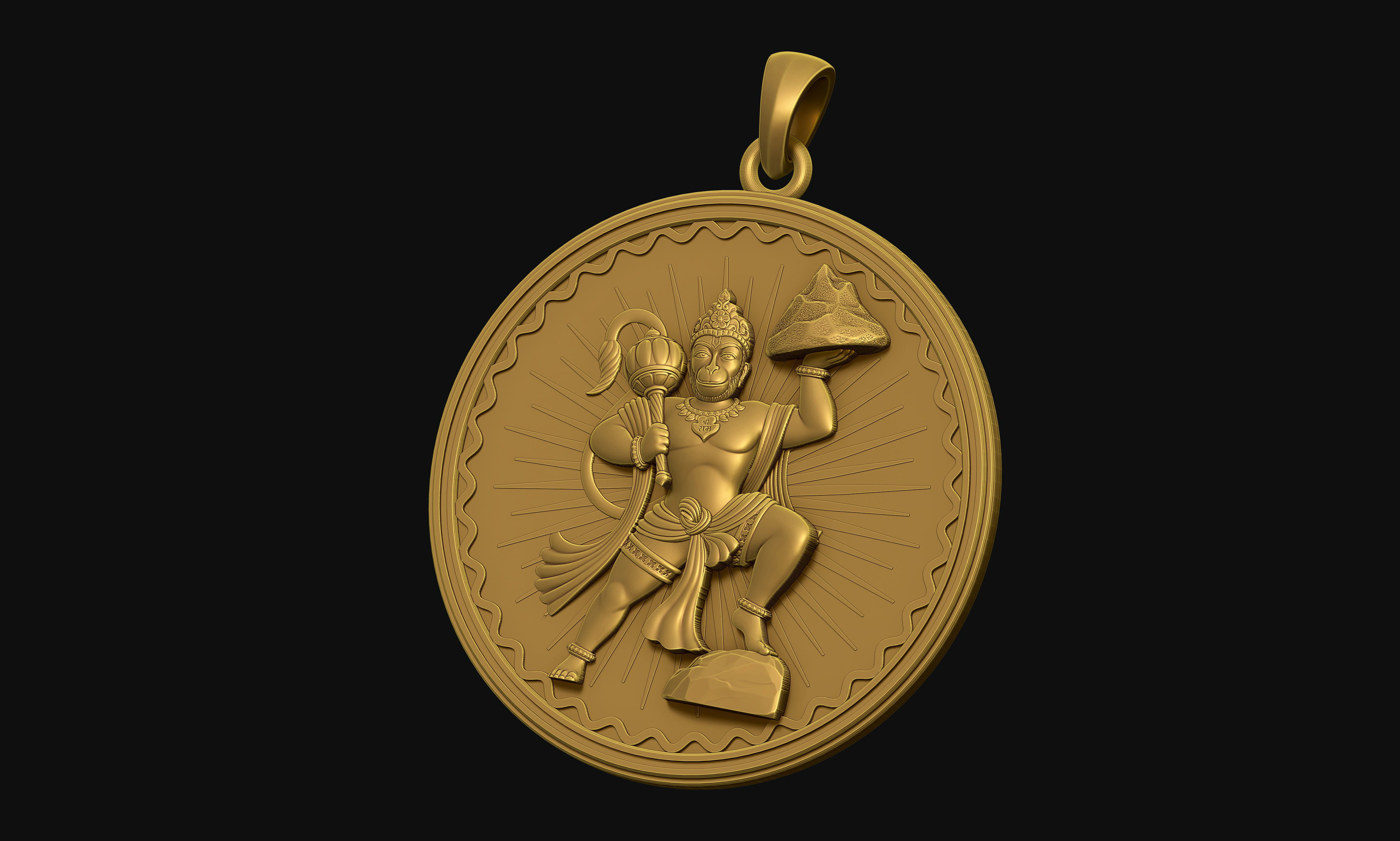 Hanuman Pendant 3D print model_4
