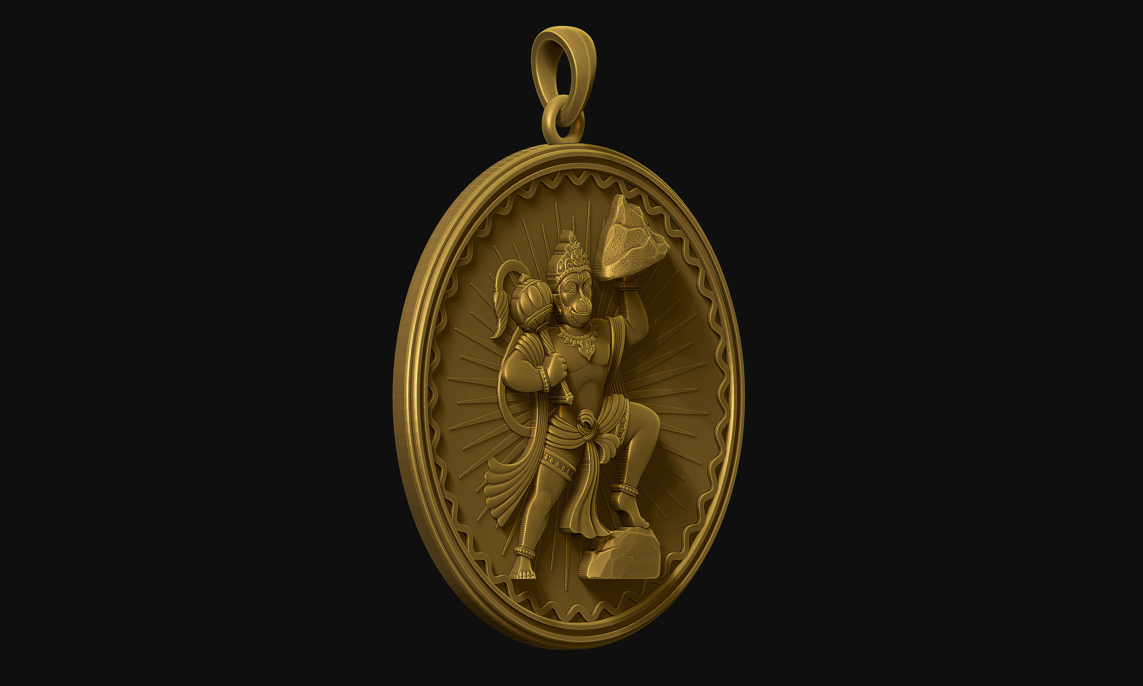 Hanuman Pendant 3D print model_10