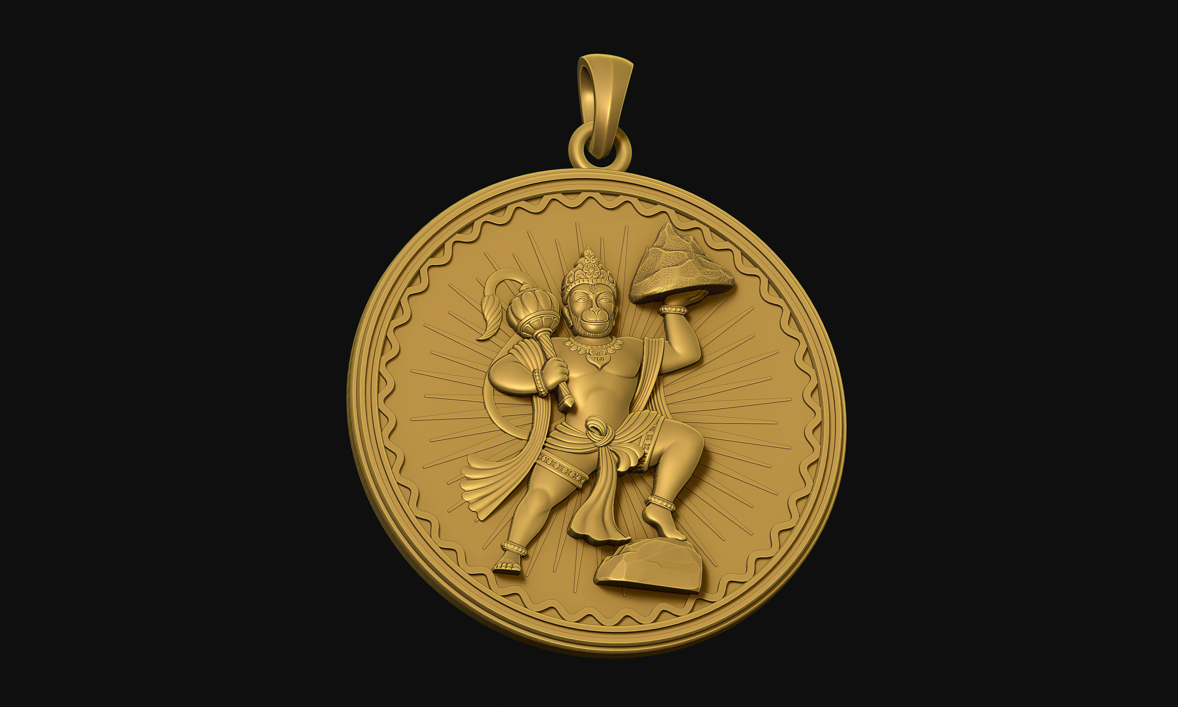 Hanuman Pendant 3D print model_3