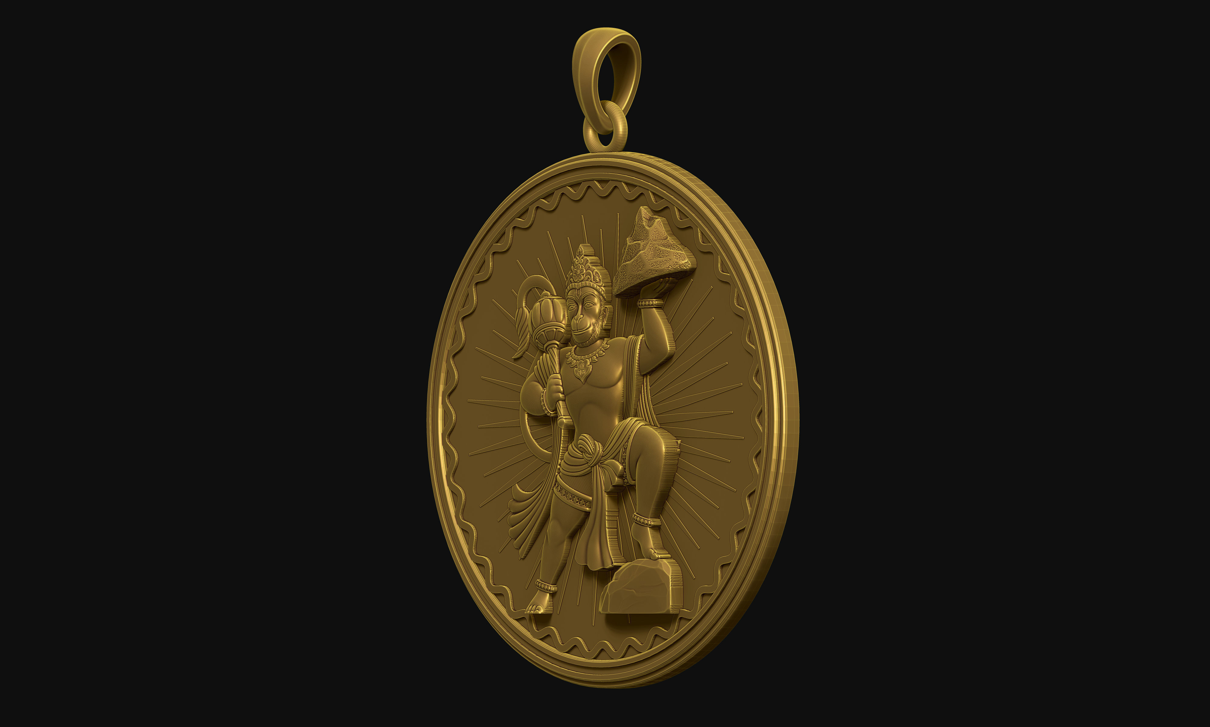 Hanuman Pendant 3D print model_17