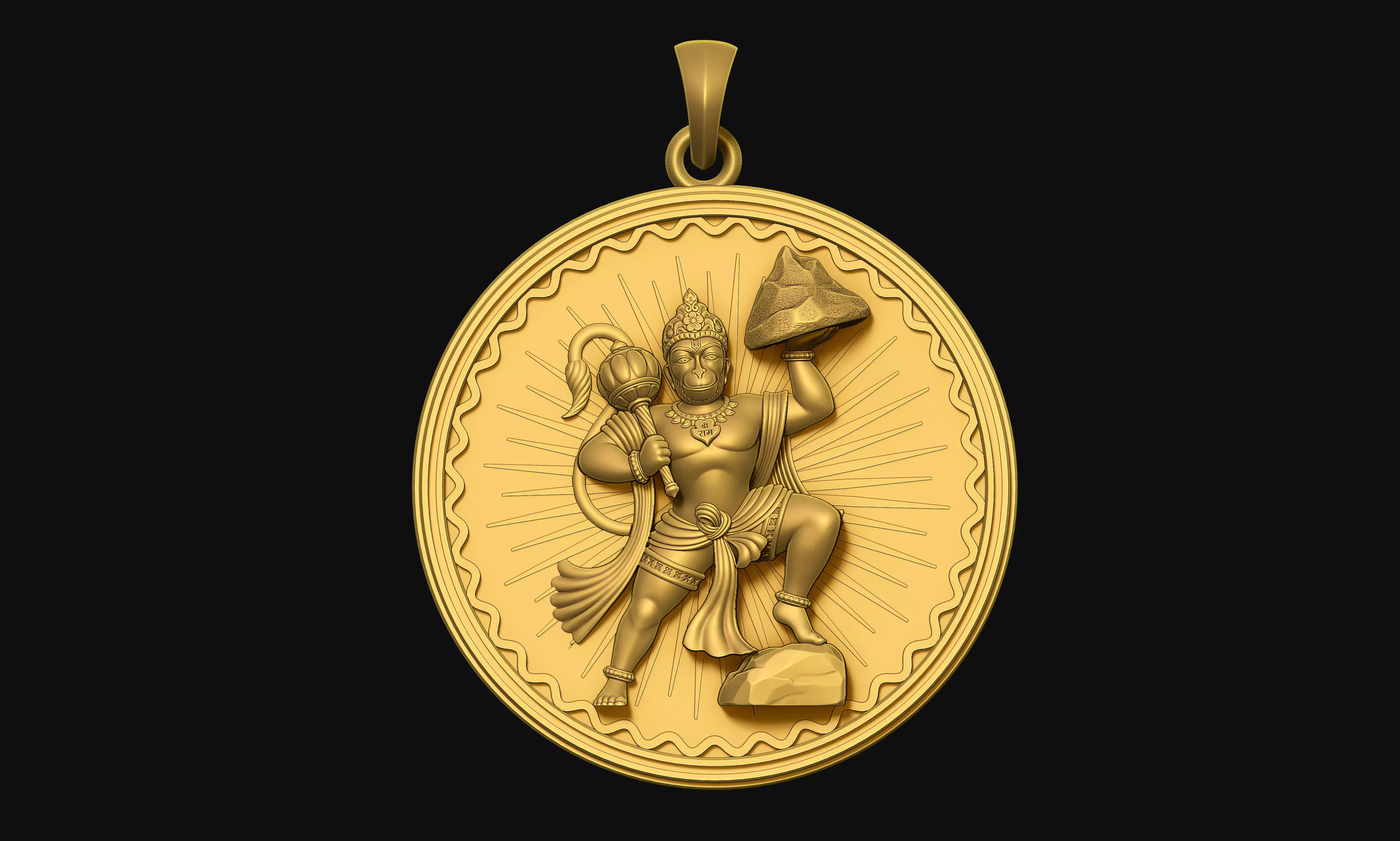 Hanuman Pendant 3D print model_0