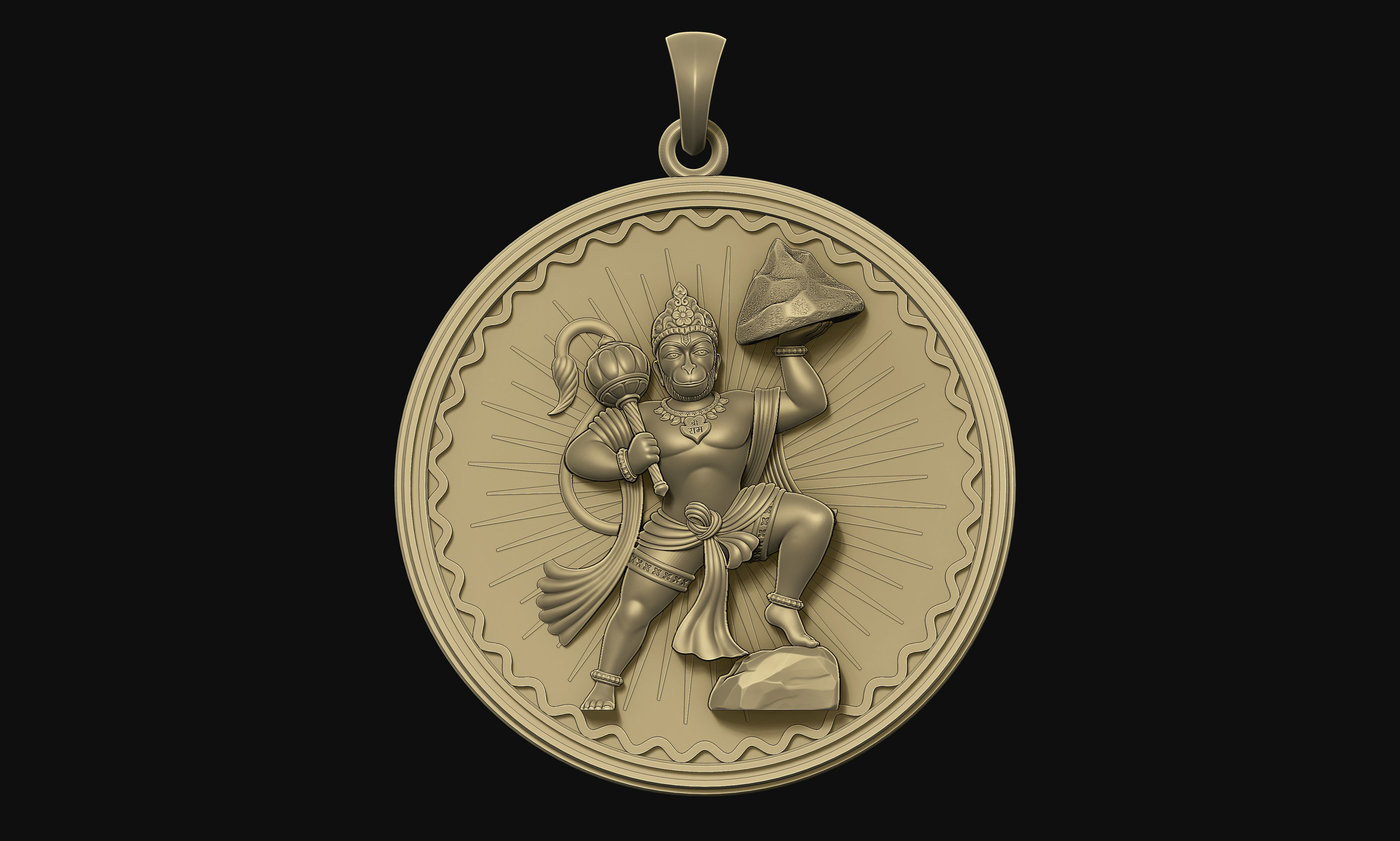 Hanuman Pendant 3D print model_6