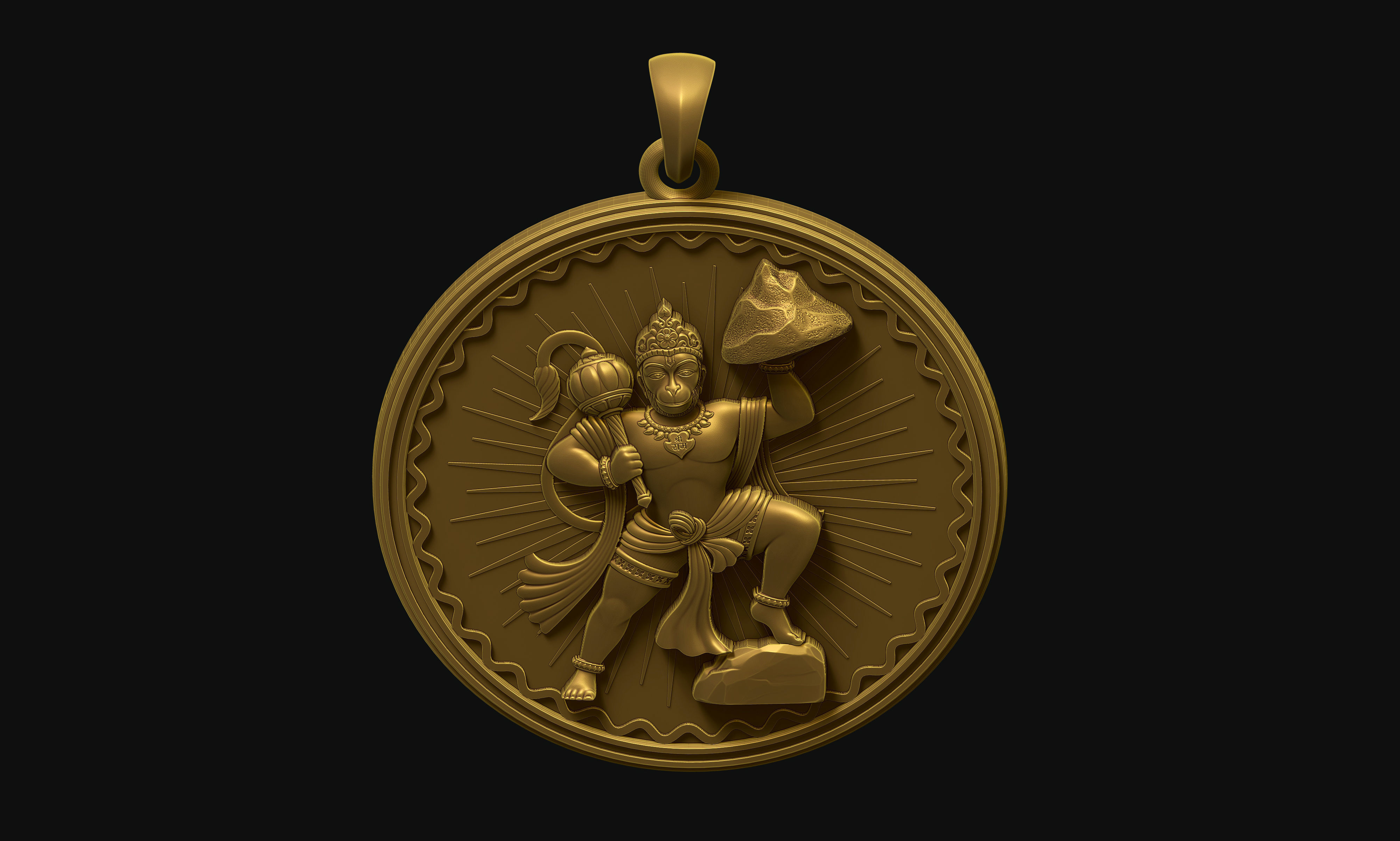 Hanuman Pendant 3D print model_5