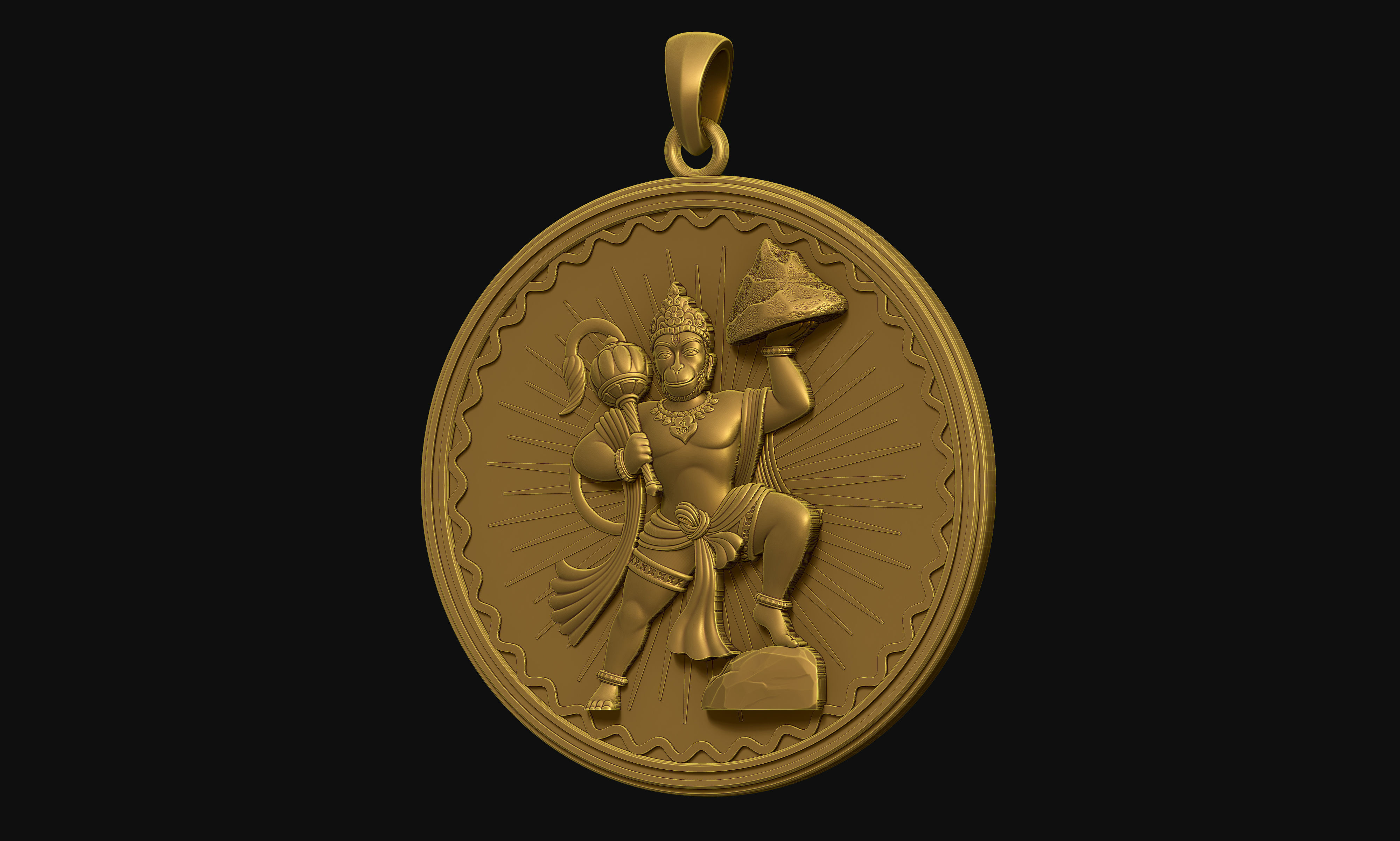 Hanuman Pendant 3D print model_18
