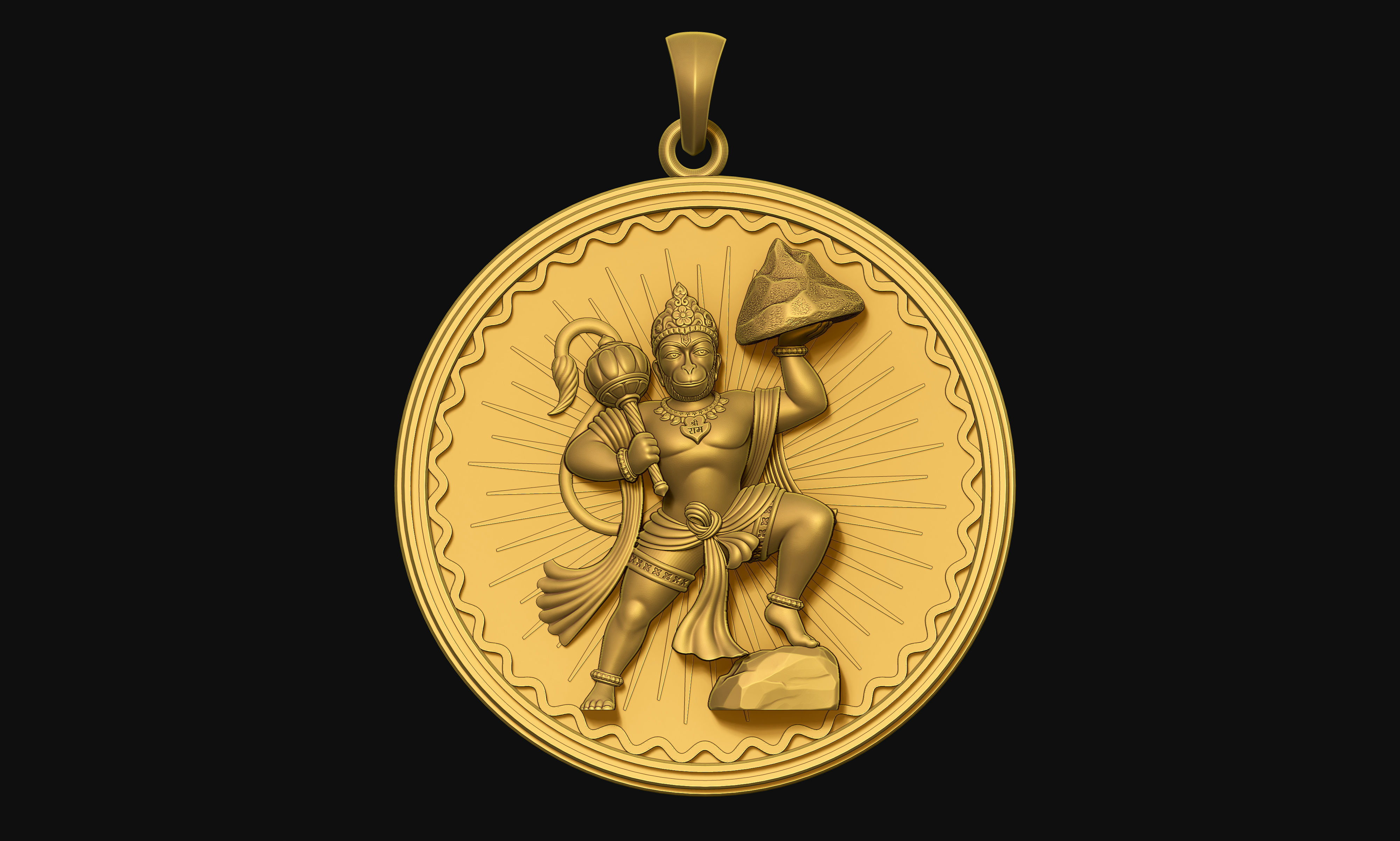 Hanuman Pendant 3D print model_8