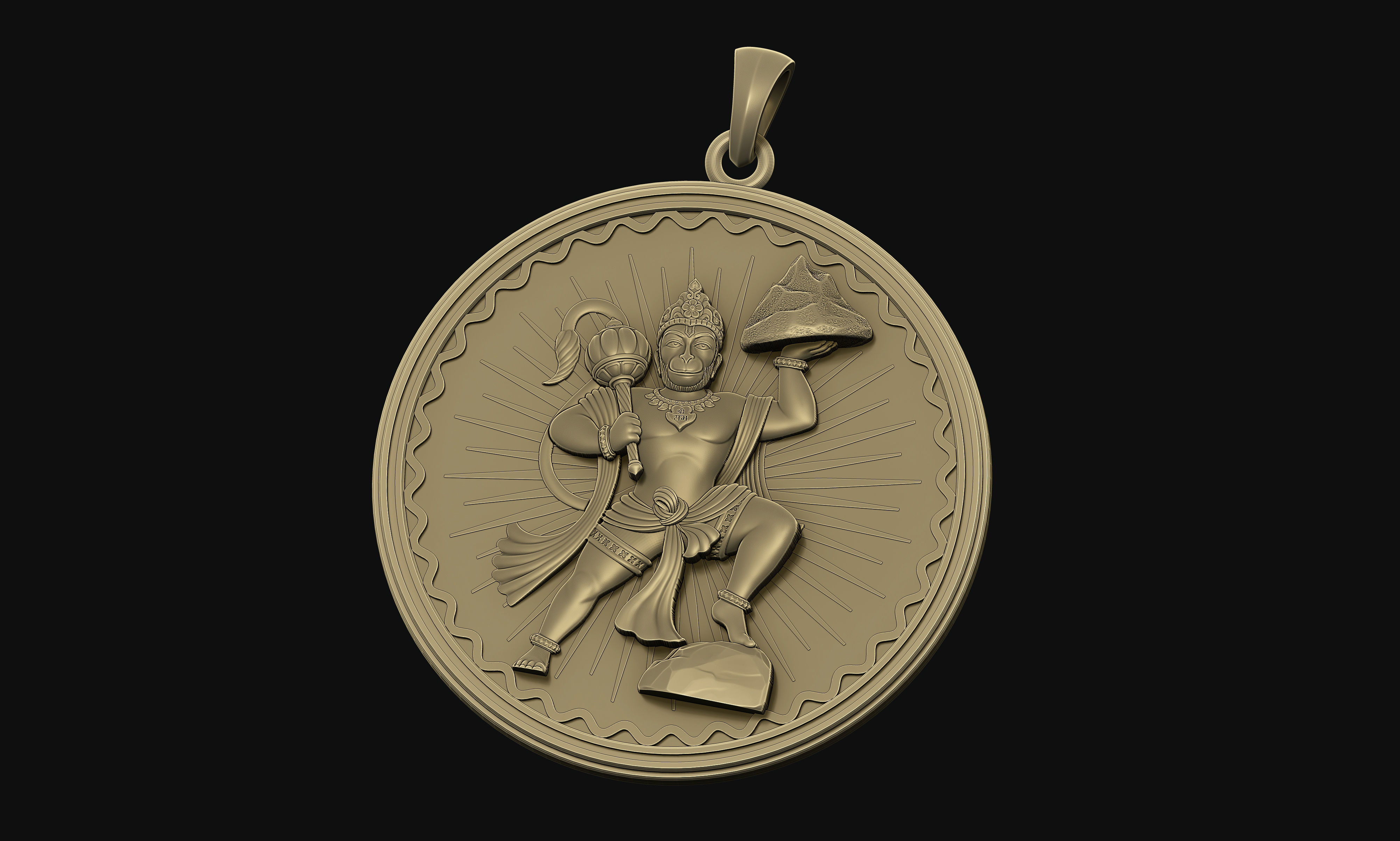 Hanuman Pendant 3D print model_7
