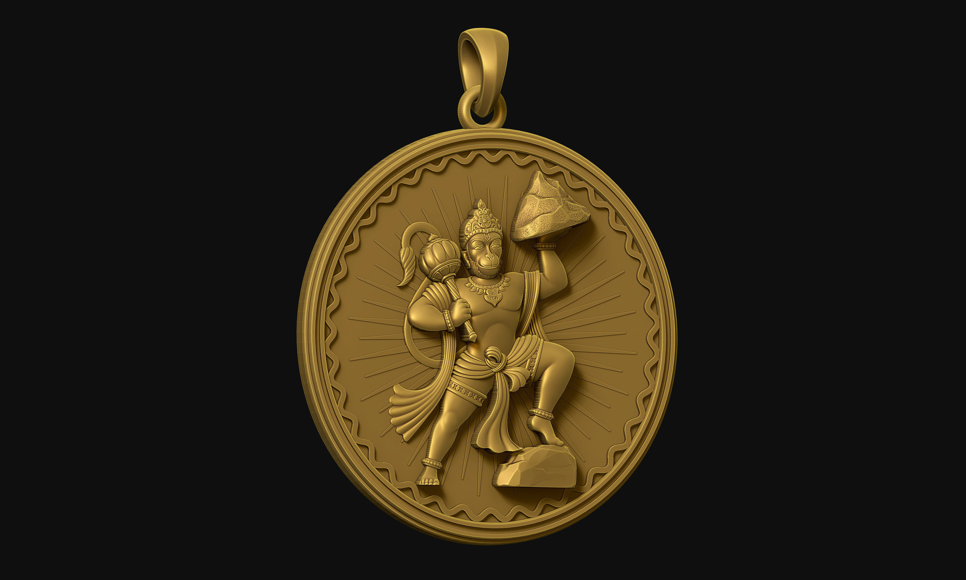 Hanuman Pendant 3D print model_2