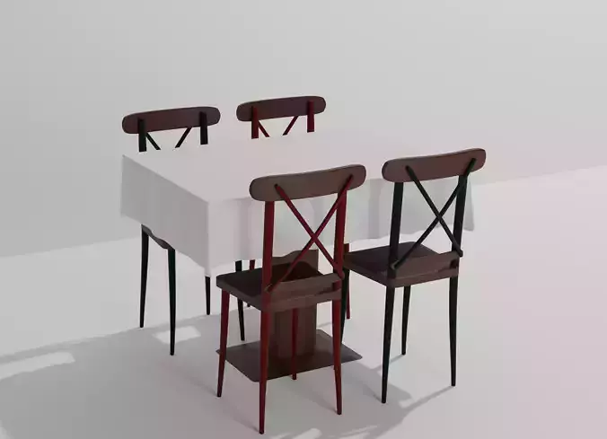 Wooden Tableset  Wooden Table Chair Tablecloth