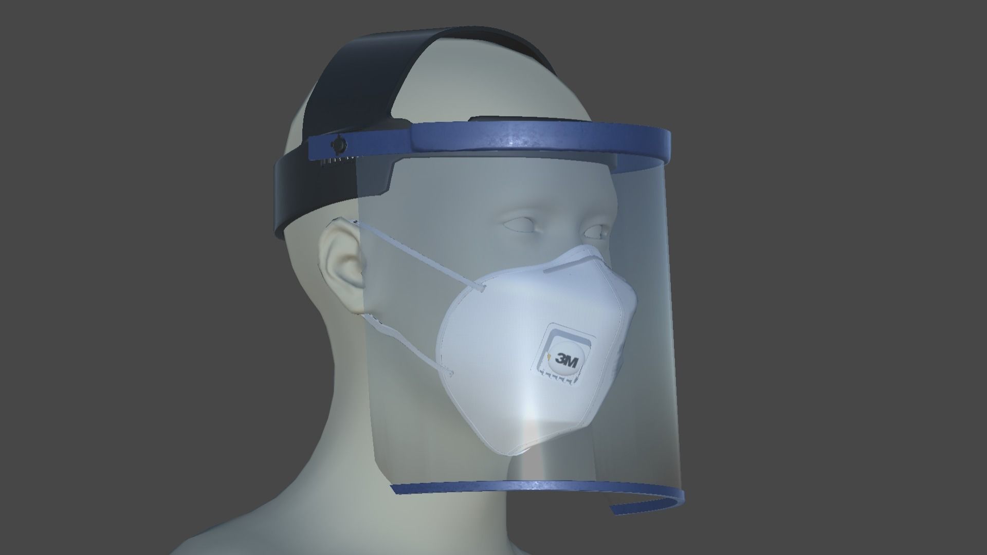 face mask and shield 3D model_6