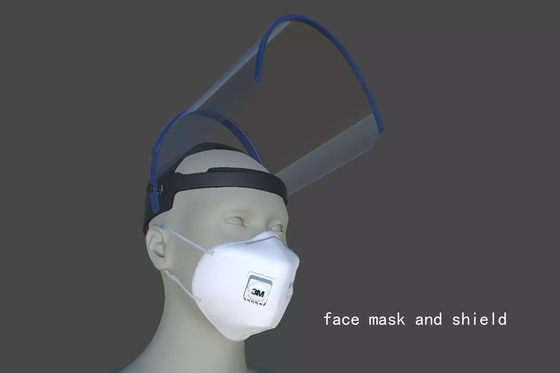 face mask and shield 3D model_0