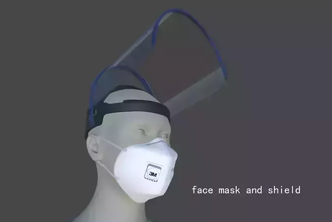 face mask and shield 3D model