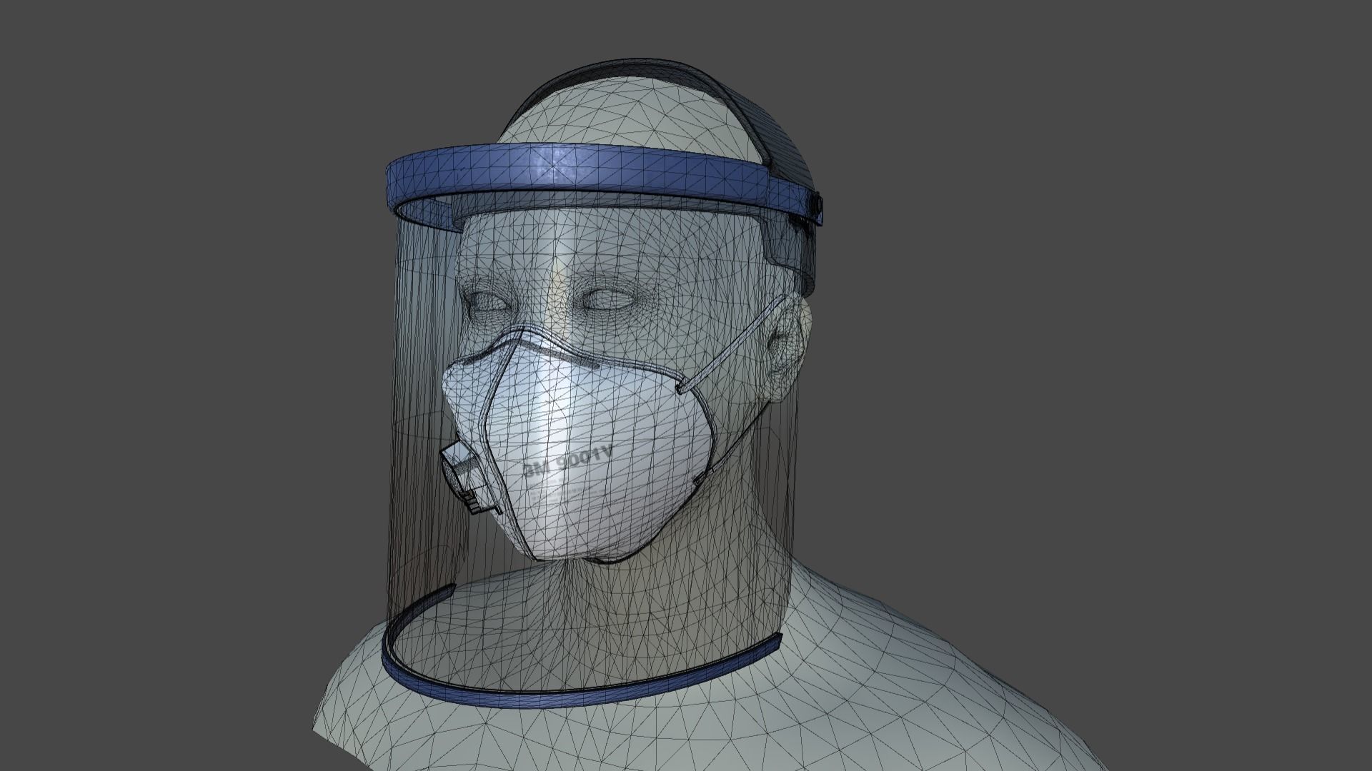 face mask and shield 3D model_10