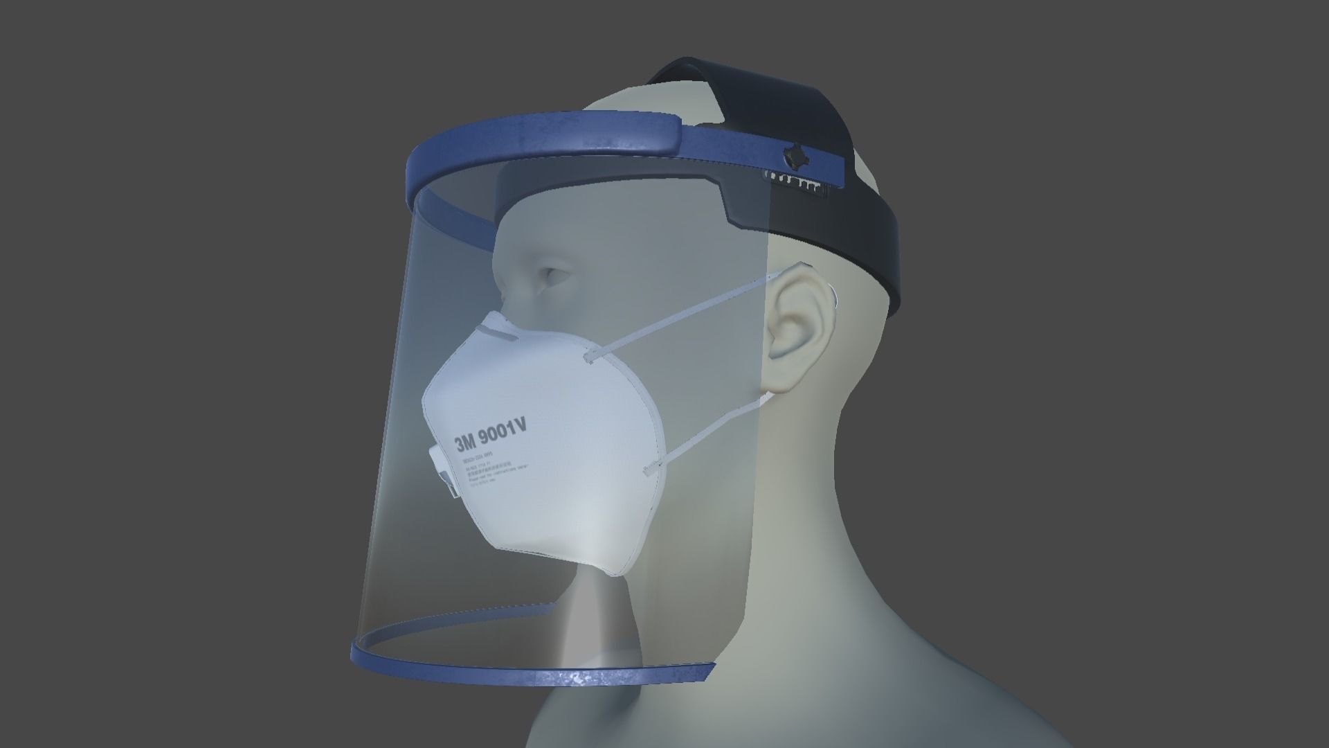 face mask and shield 3D model_8