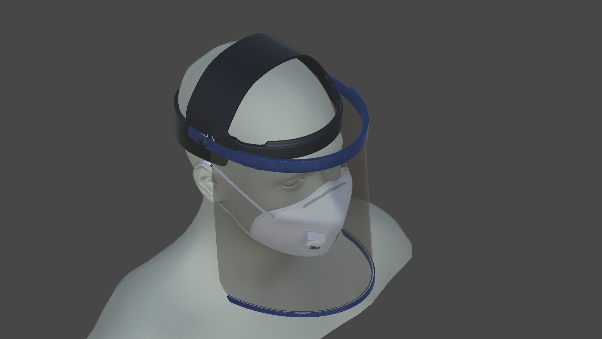 face mask and shield 3D model_9