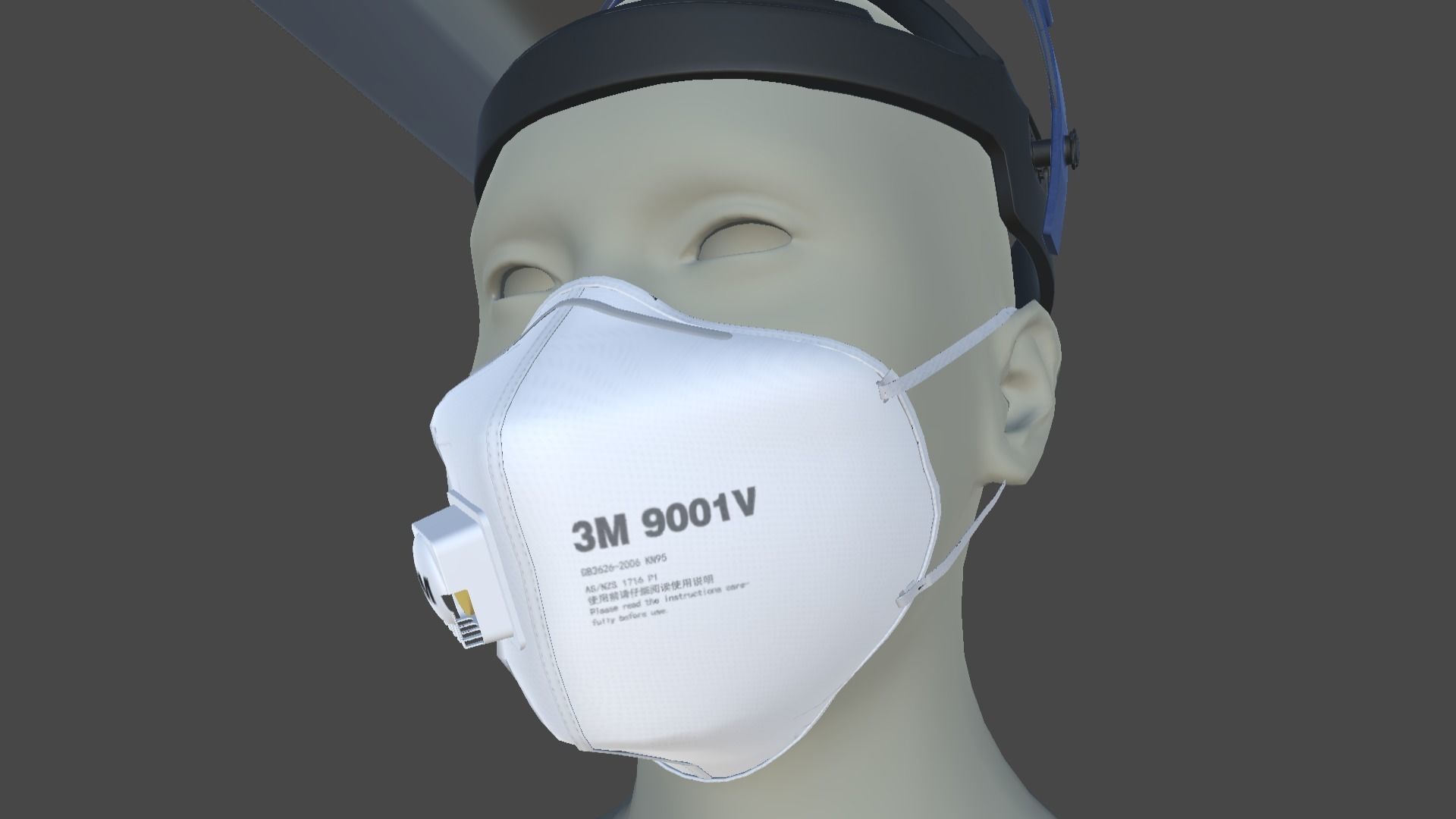 face mask and shield 3D model_2