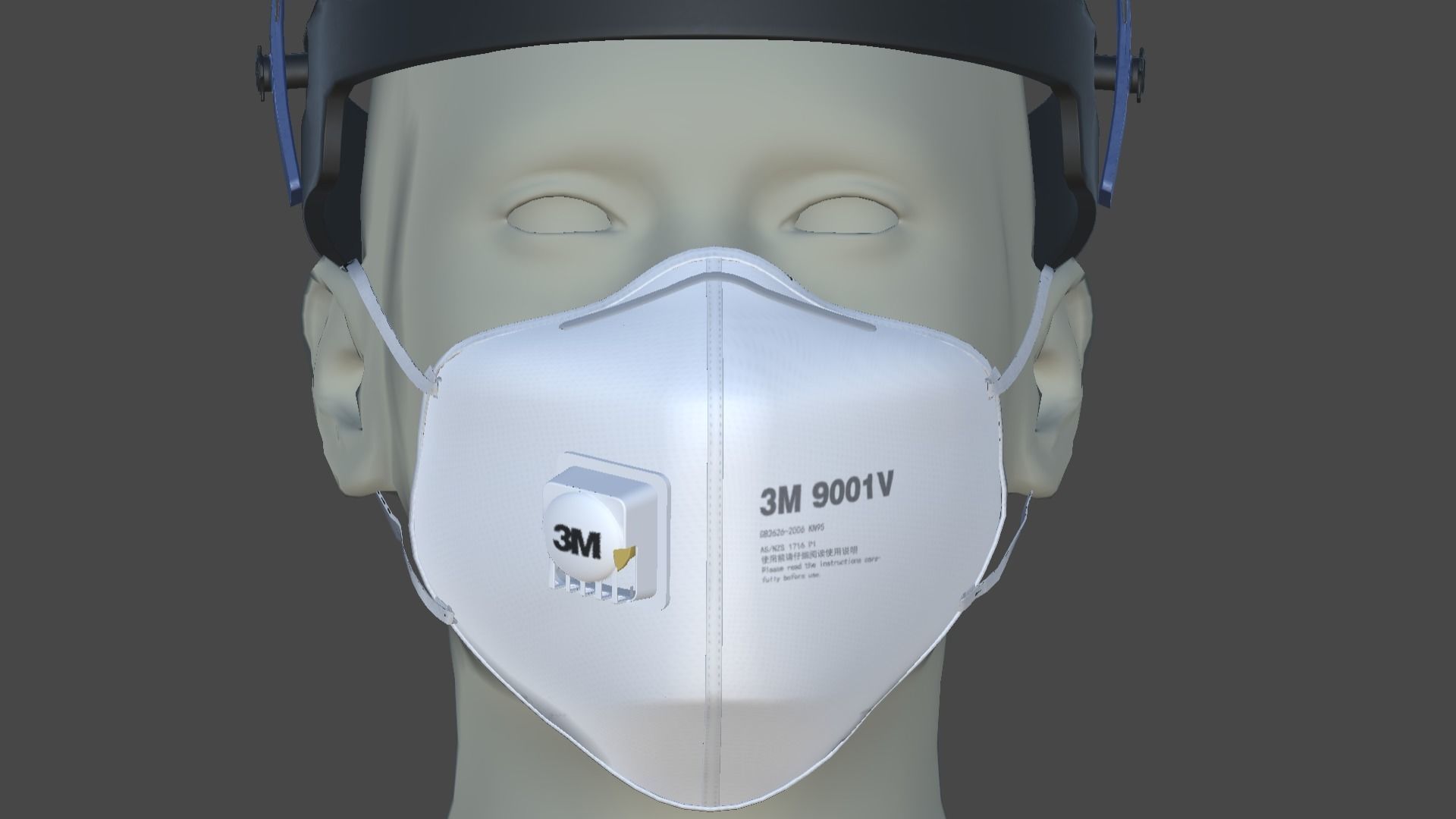face mask and shield 3D model_1