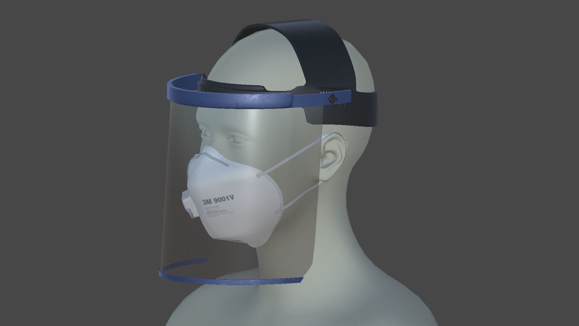 face mask and shield 3D model_4