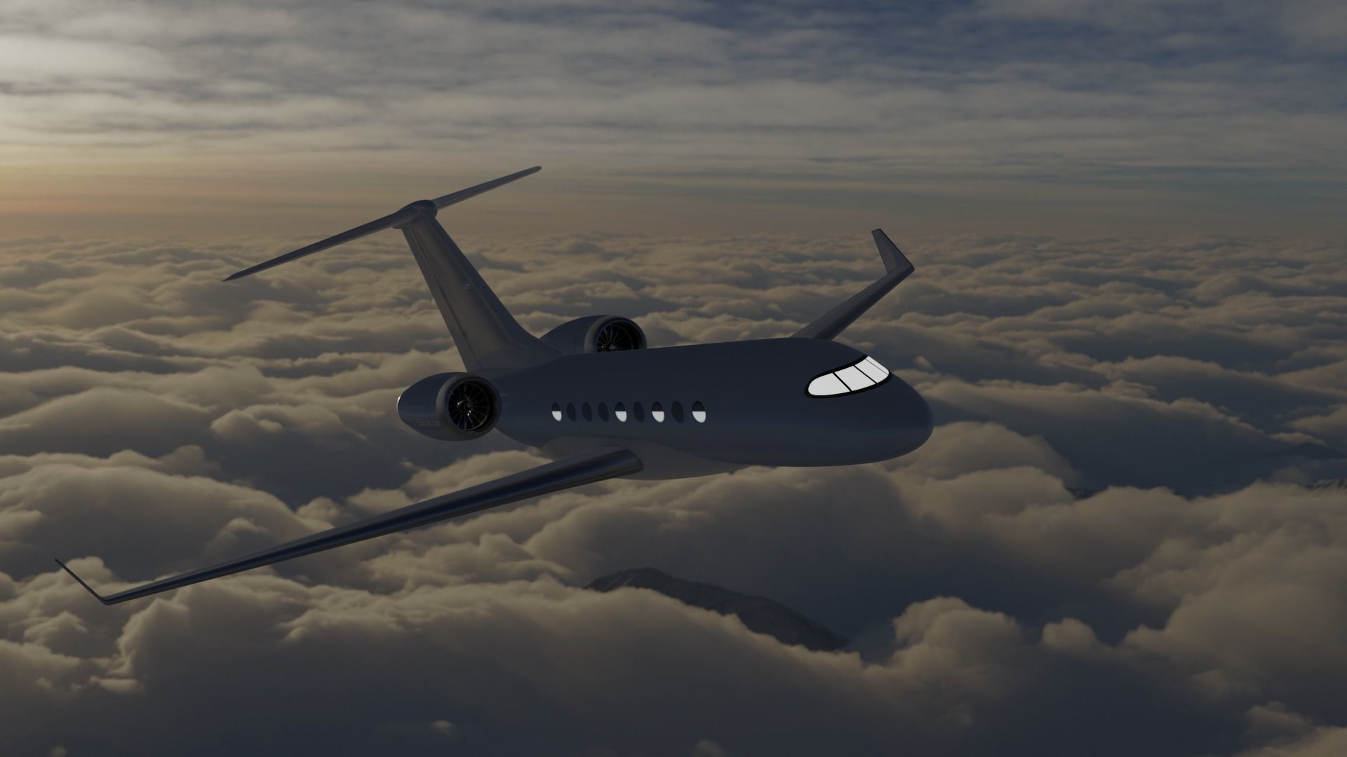 Private Jet with 8K Custom Vector Textures 3D model_2