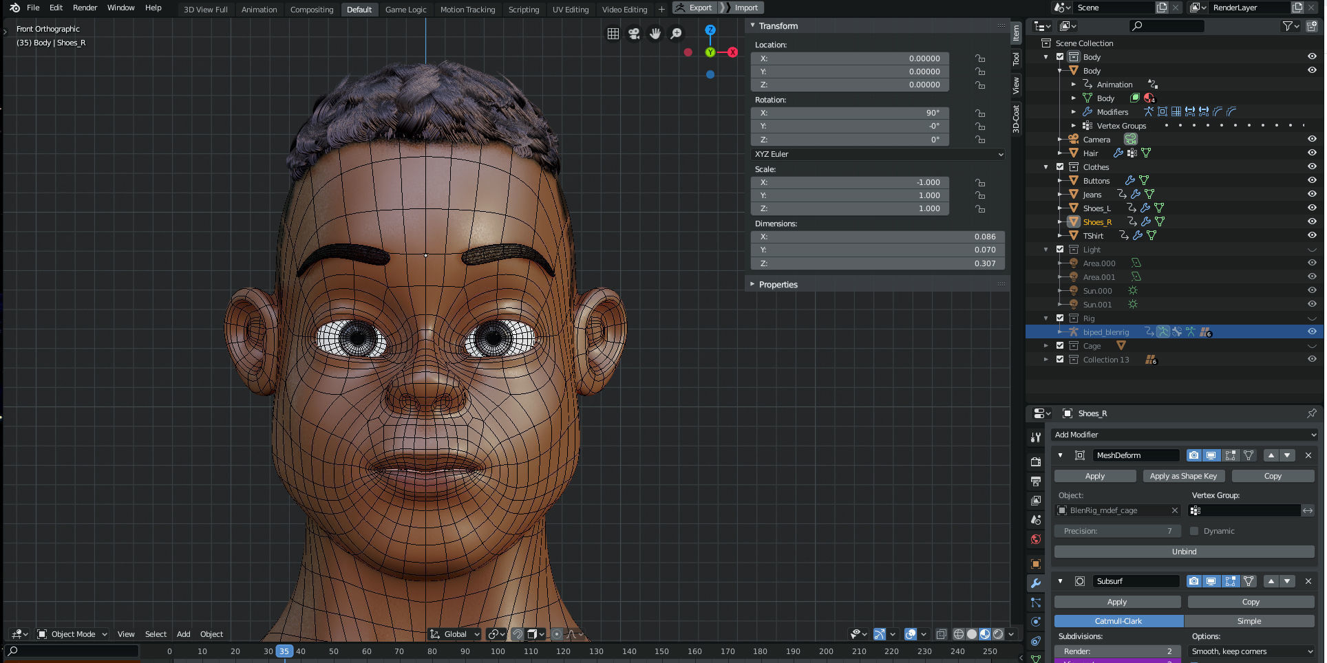 Rigged Character Man - Adisa - Blender Cycles And Eevee 3D model_8