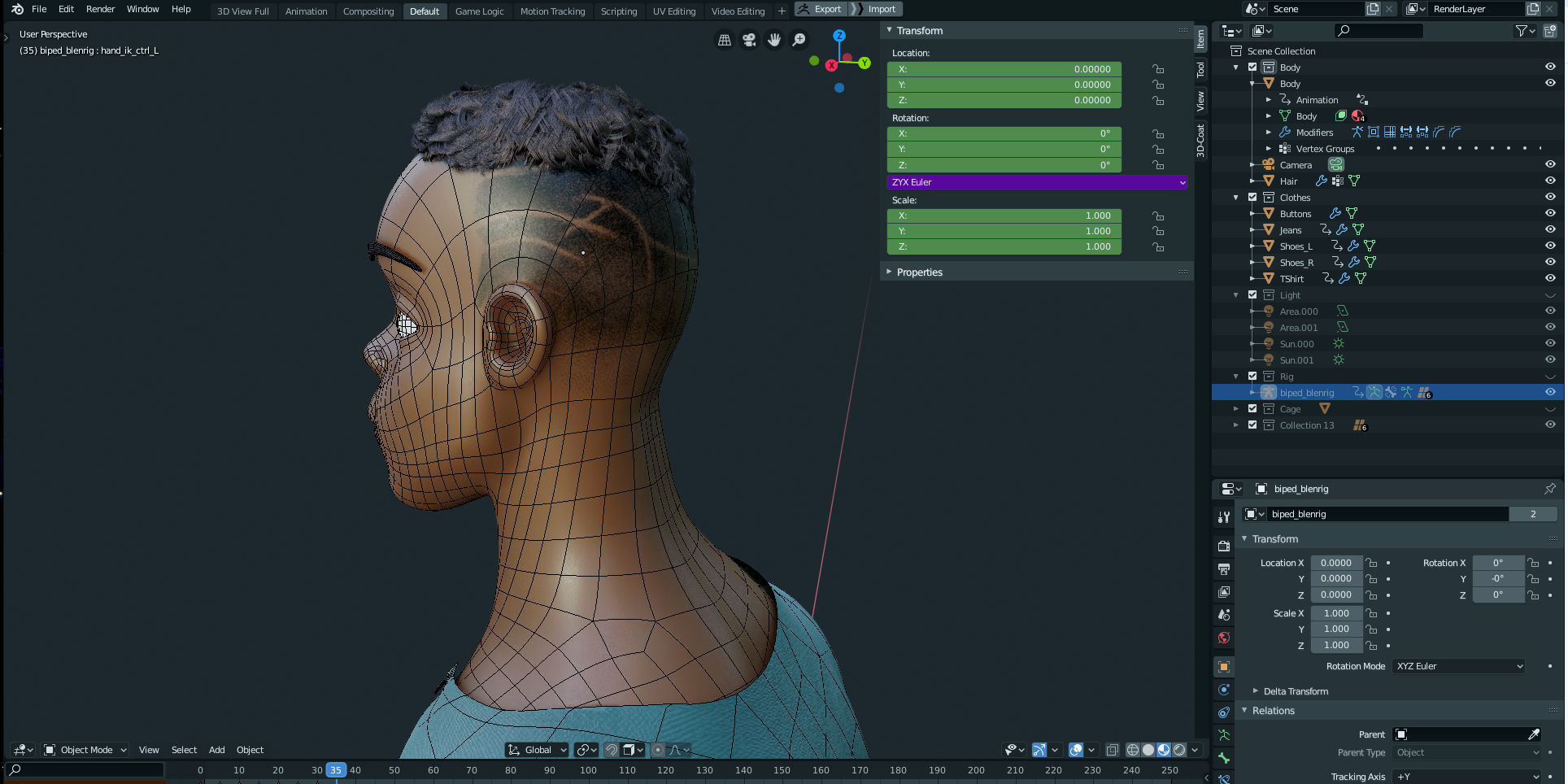 Rigged Character Man - Adisa - Blender Cycles And Eevee 3D model_12