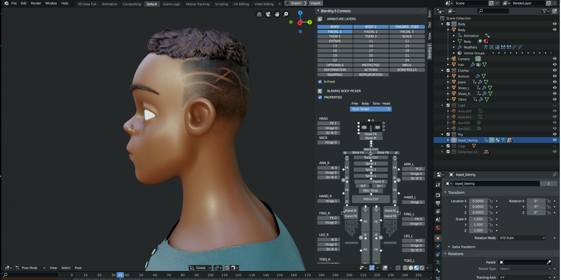 Rigged Character Man - Adisa - Blender Cycles And Eevee 3D model_15