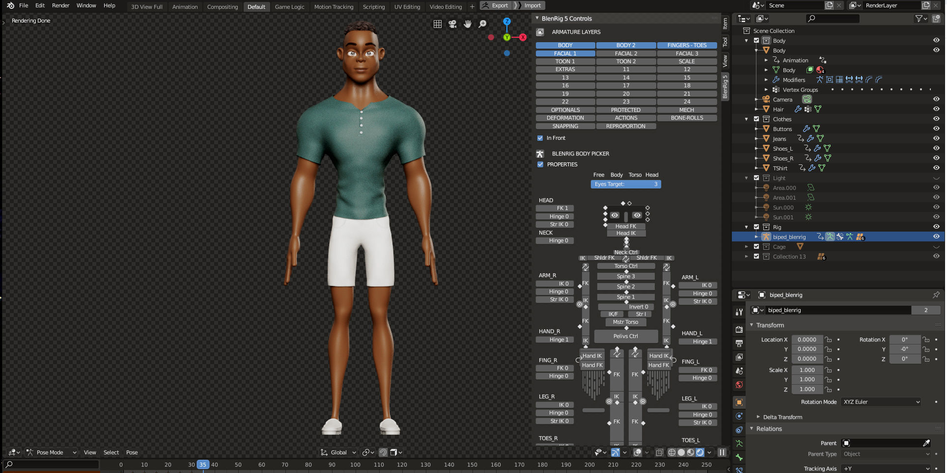 Rigged Character Man - Adisa - Blender Cycles And Eevee 3D model_16